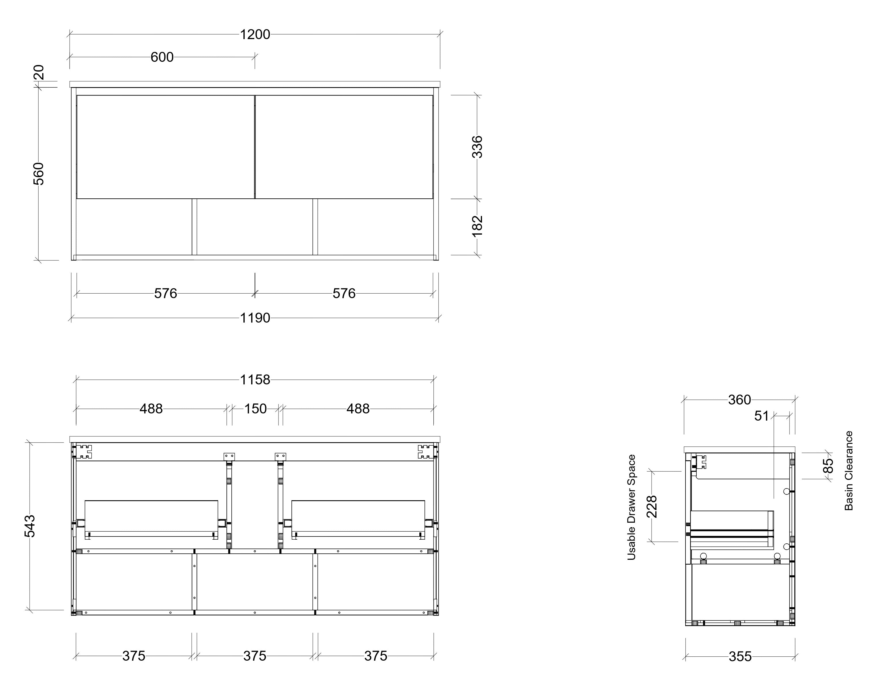 TIMBERLINE KARLIE CUSTOM WALL HUNG VANITY (ALL SIZING)