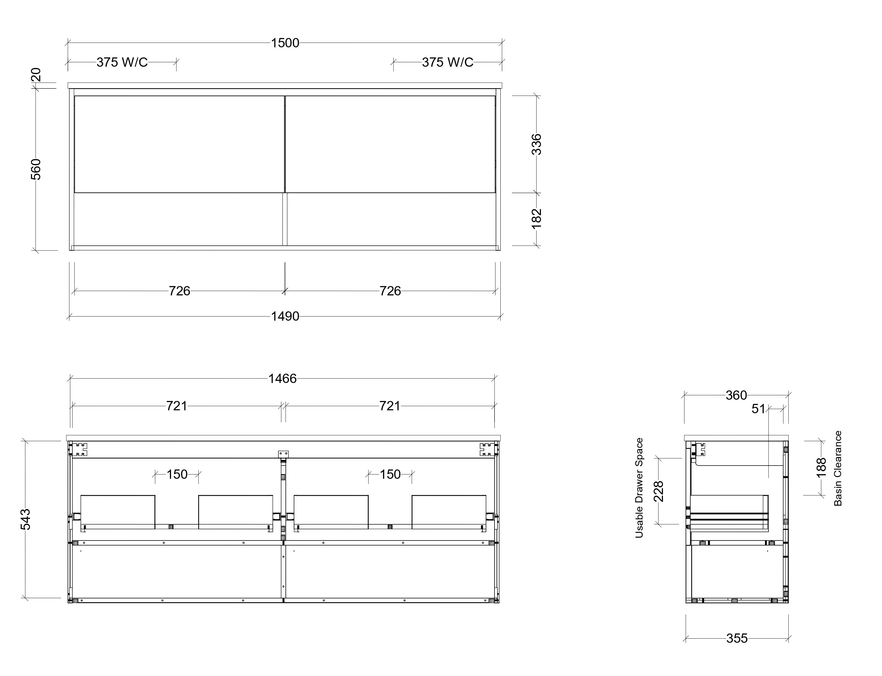 TIMBERLINE KARLIE CUSTOM WALL HUNG VANITY (ALL SIZING)