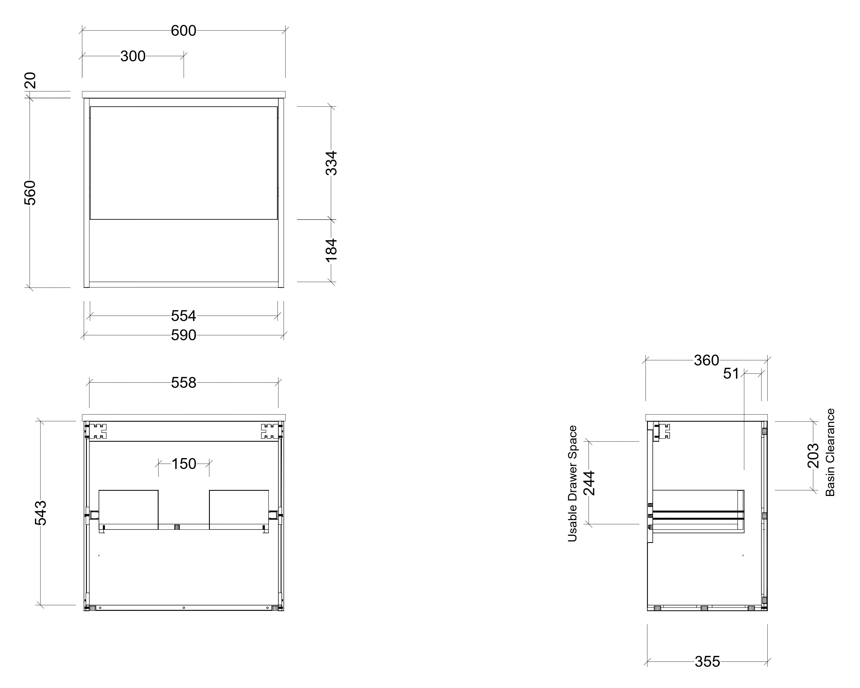 TIMBERLINE KARLIE CUSTOM WALL HUNG VANITY (ALL SIZING)