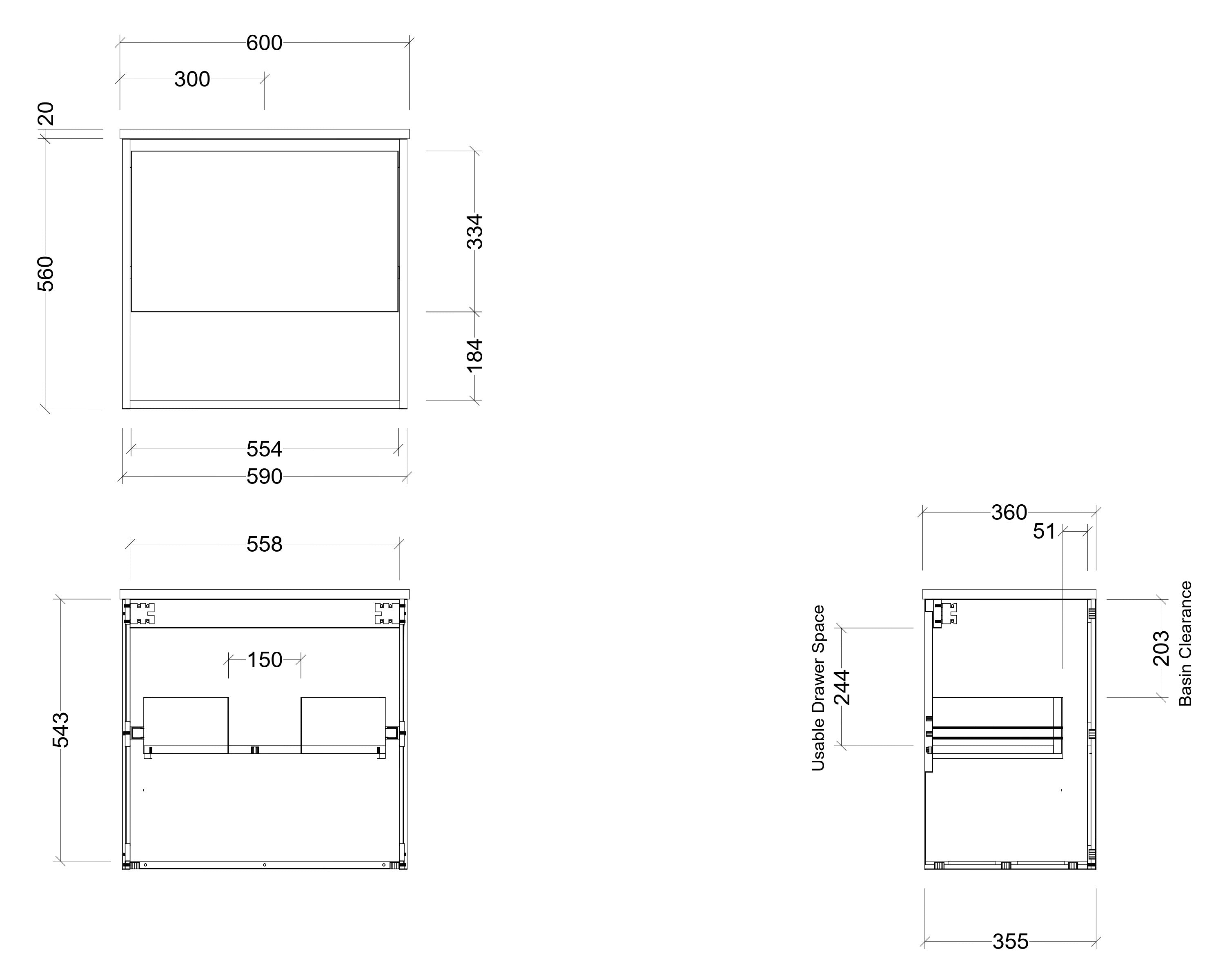 TIMBERLINE KARLIE CUSTOM WALL HUNG VANITY (ALL SIZING)