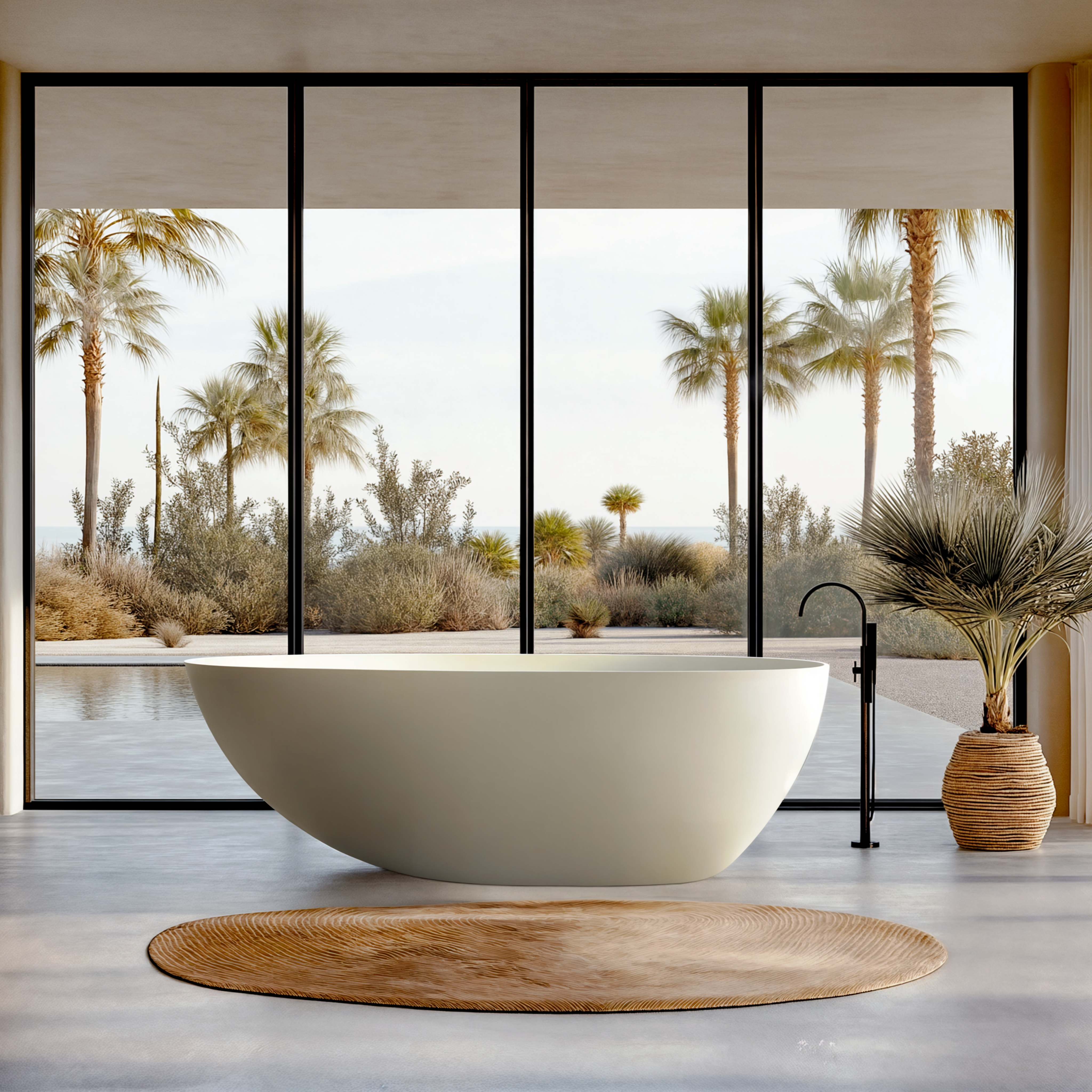 KASKADE ALICE FREESTANDING STONE BATH MATTE WHITE 1700MM