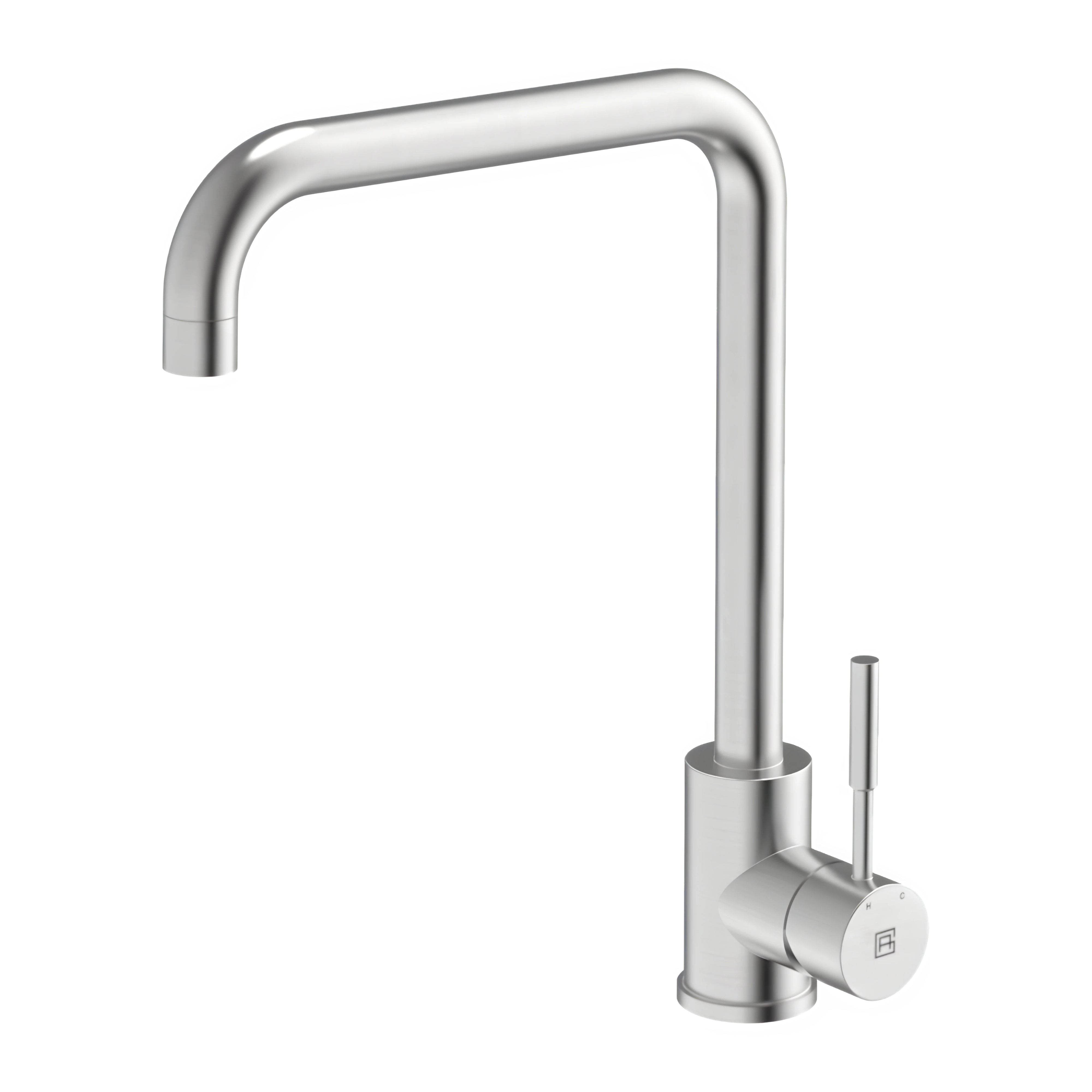 GARETH ASHTON 304 GRADE SQUARE NECK SINK MIXER BRUSHED STEEL