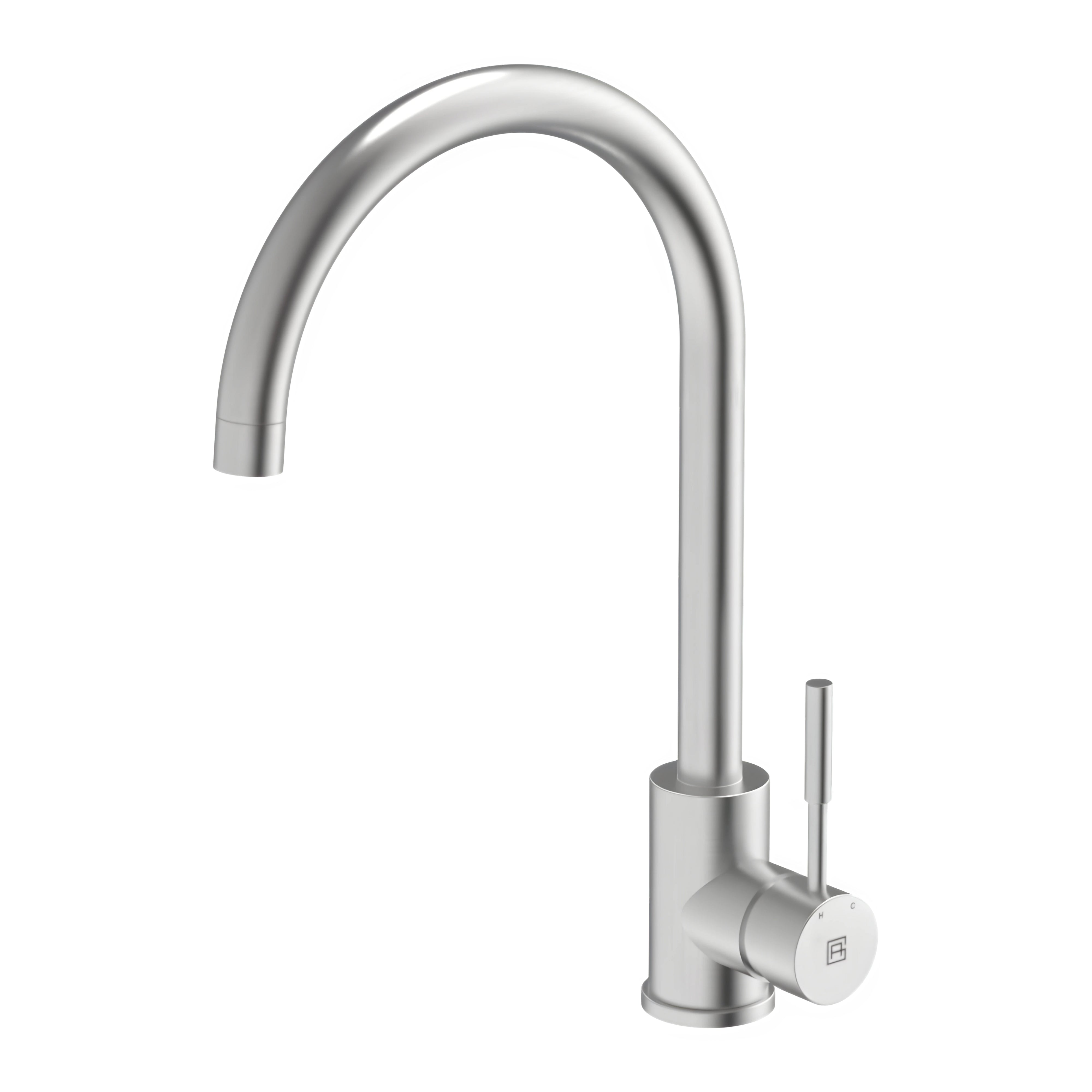 GARETH ASHTON 304 GRADE GOOSENECK SINK MIXER BRUSHED STEEL