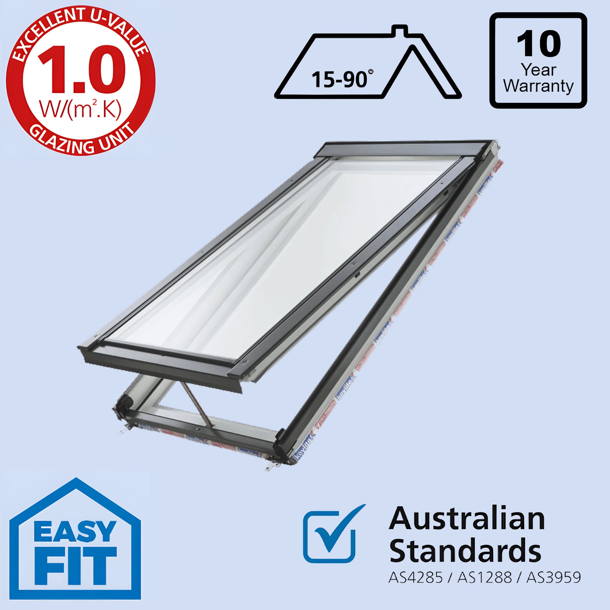 KEYLITE RWM MANUAL SKYLIGHT WHITE AND GREY (AVAILABLE IN MULTIPLE SIZES)