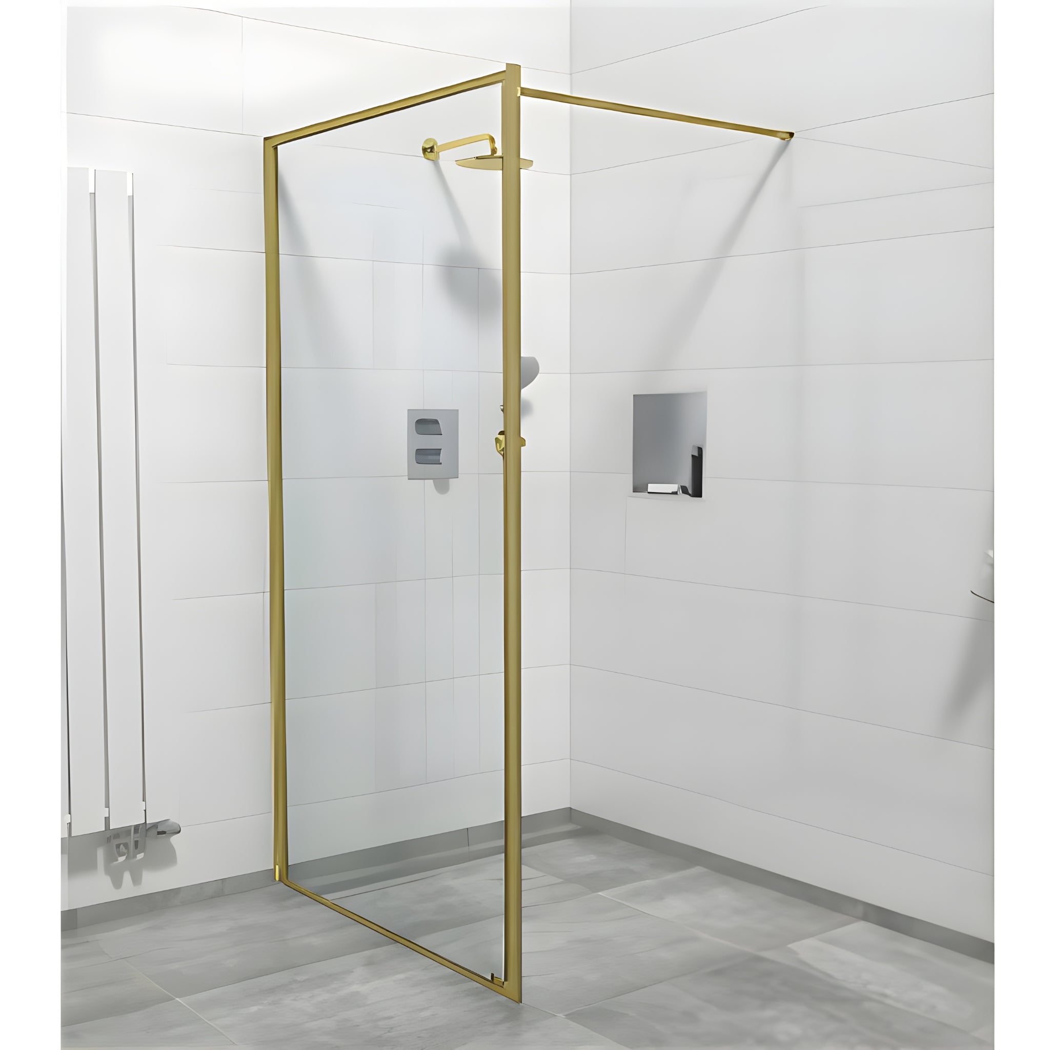 COVEY FRAMED WALK IN SHOWER SCREEN LIGHT GOLD