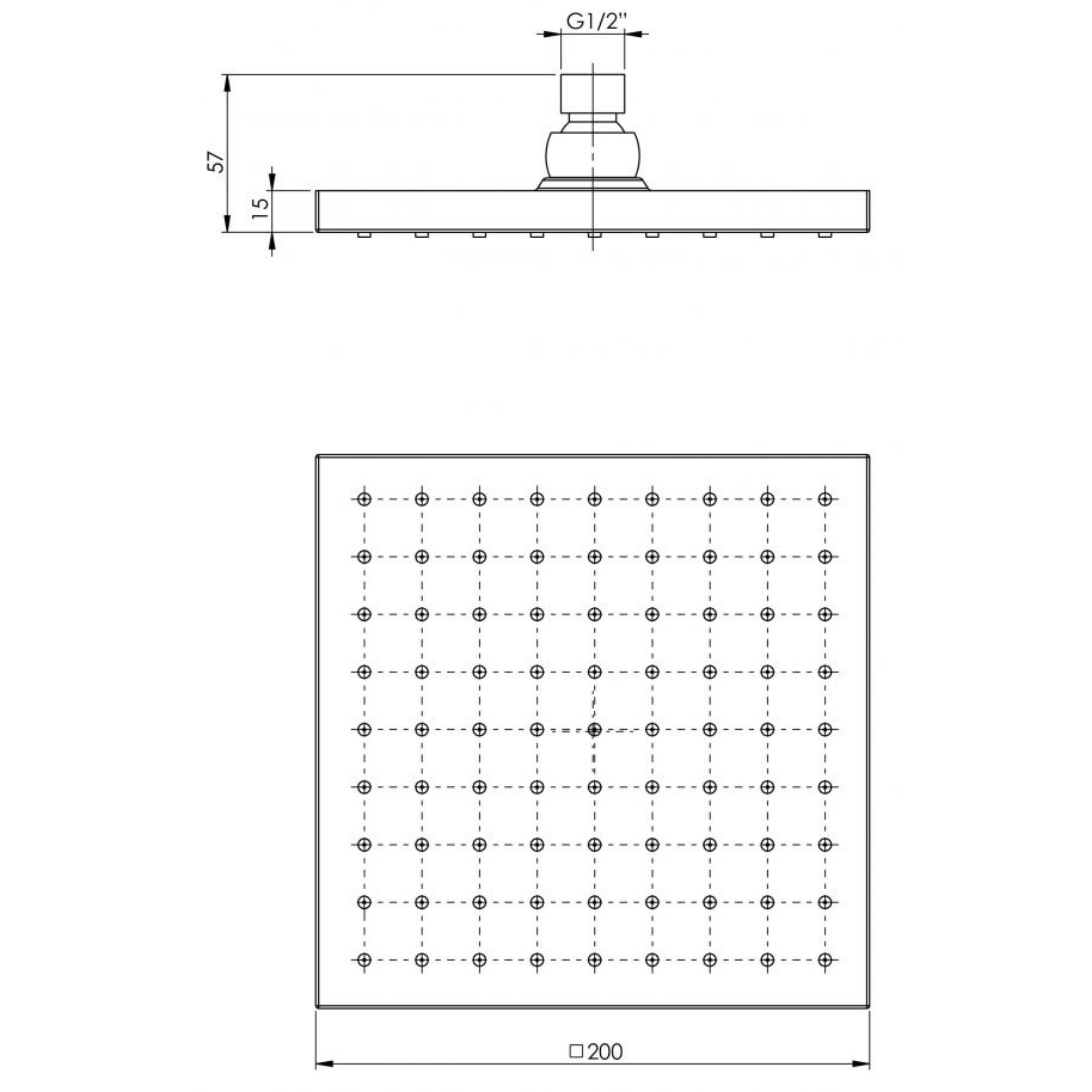 PHOENIX LEXI SHOWER ROSE SQUARE 200MM BRUSHED CARBON