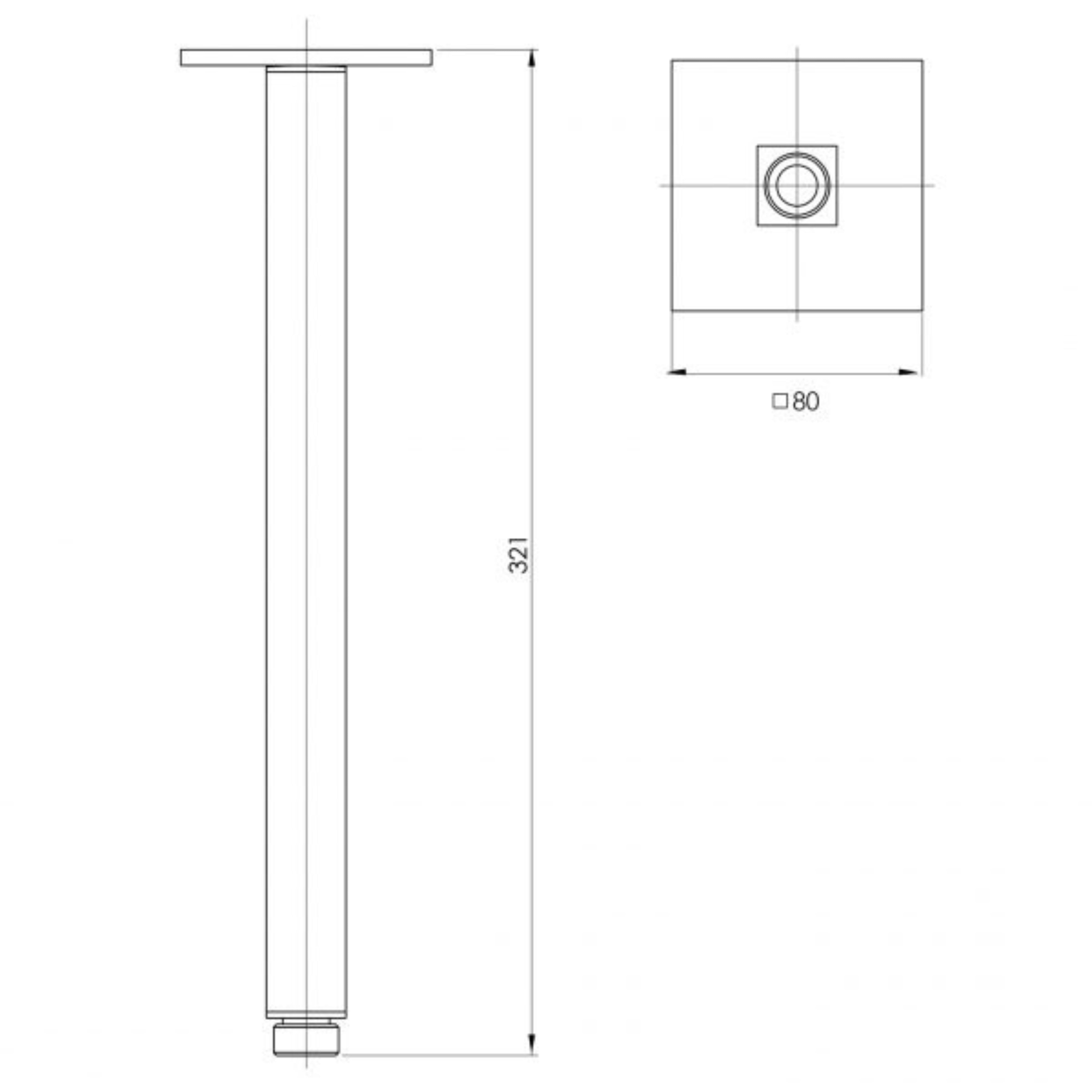 PHOENIX LEXI CEILING ARM 321MM BRUSHED CARBON