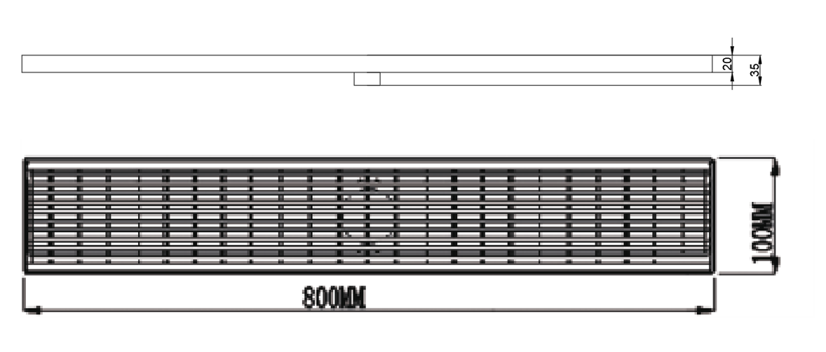 POSEIDON FLOOR GRILL DRAIN OUTLET GOLD 80MM (AVAILABLE IN 600MM, 800MM, 900MM, 1000MM AND 1200MM)