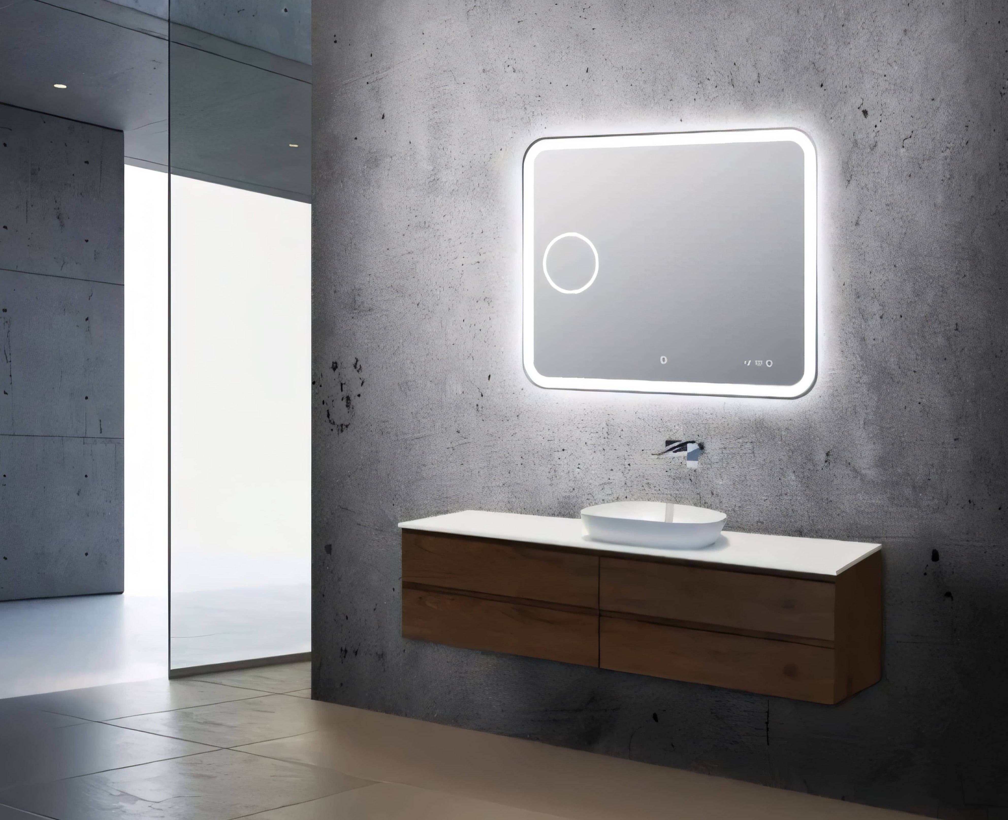 AQUAPERLA RECTANGULAR LED MIRROR 3 COLOUR LIGHTS CHROME 900X750MM