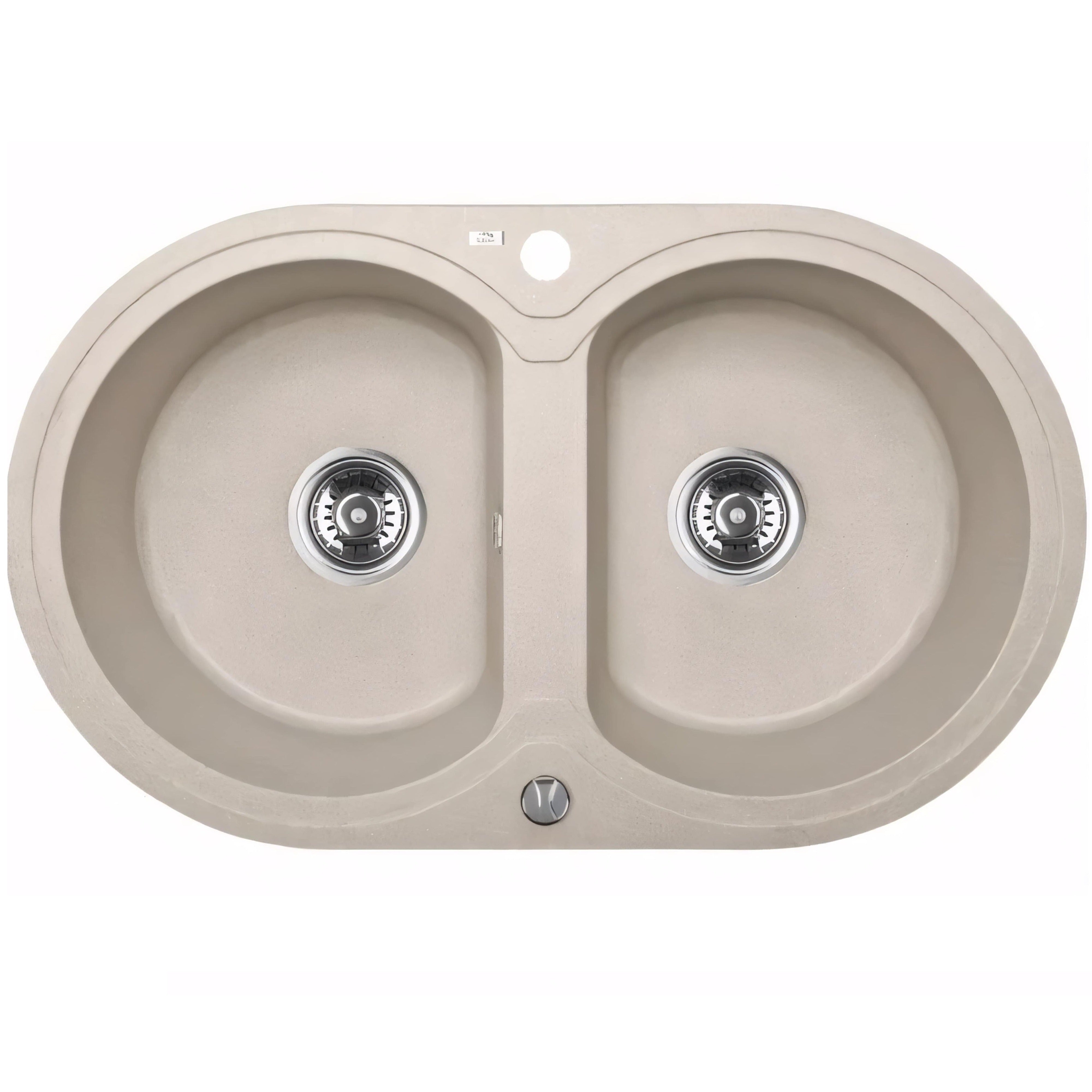 AQUAPERLA LAVEO UNDERMOUNT DOUBLE BOWL SINK BEIGE GRANITE 470MM