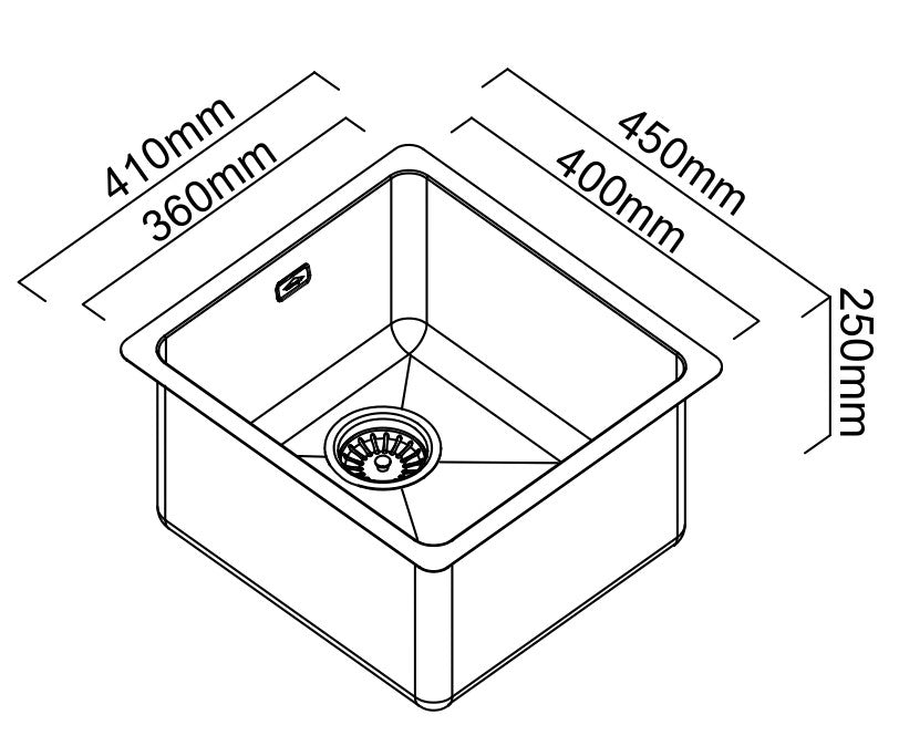 ABEY 36 LITRE SINGLE BOWL LAUNDRY SINK STAINLESS STEEL 410MM