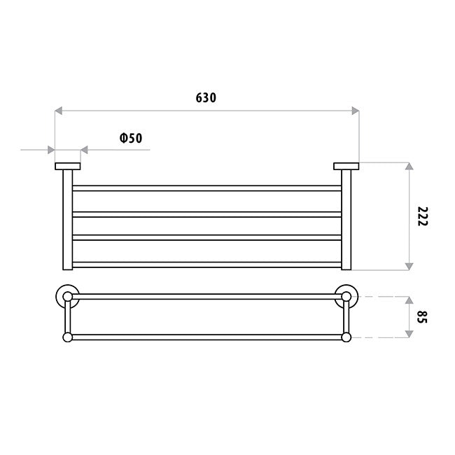 LINKWARE LOUI NON-HEATED TOWEL RACK 600MM CHROME