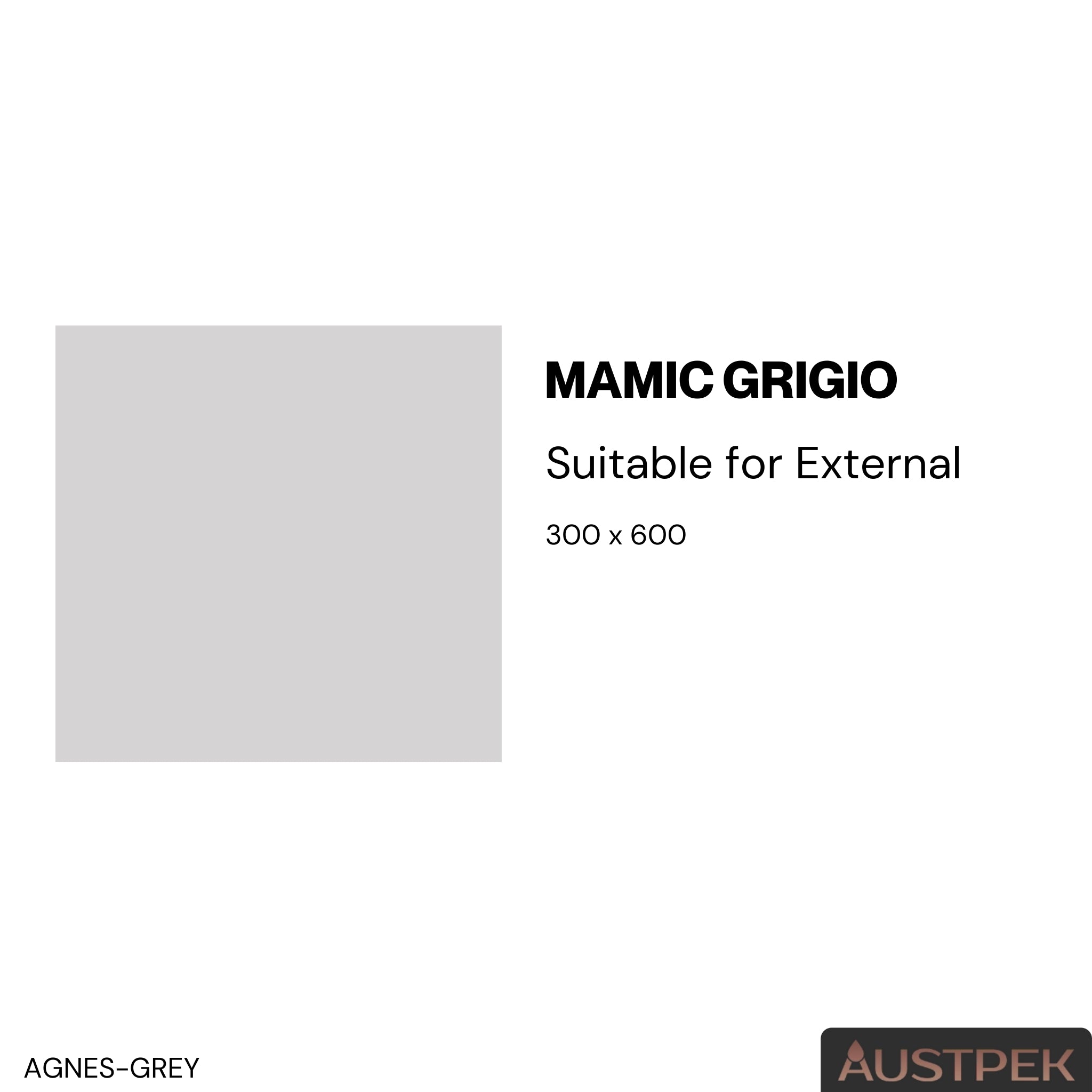 ELITE MAMIC GRIGIO GLOSSY 300X600MM RECTANGULAR TILE (PER BOX)