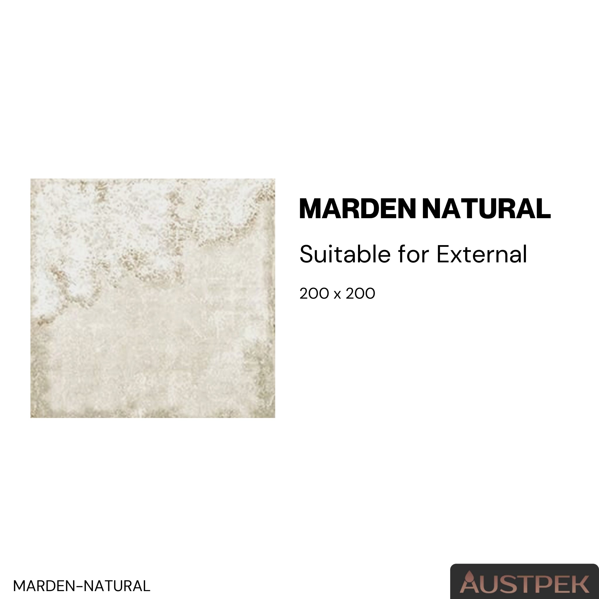 ELITE MARDEN NATURAL MATTE 200X200MM SQUARE TILE (PER BOX)