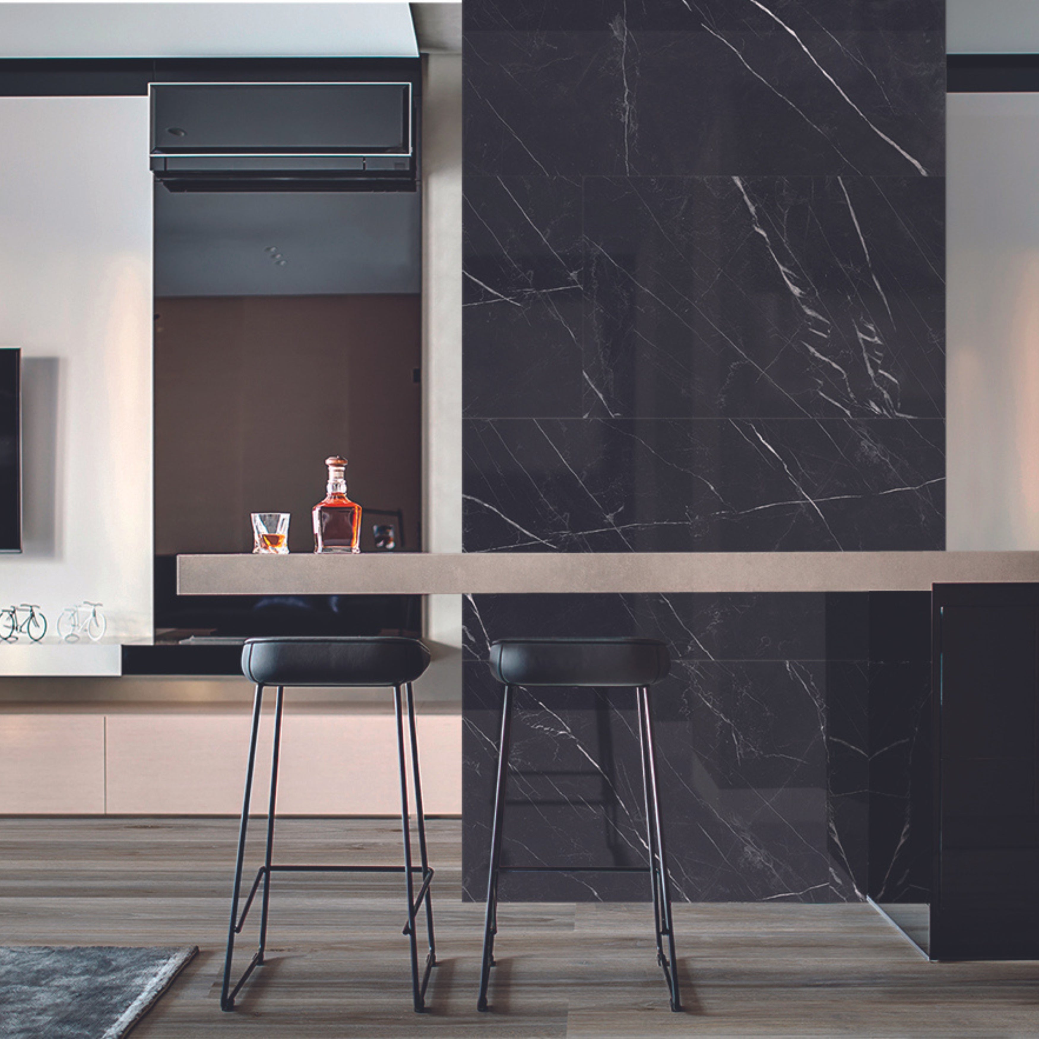 EVERSTONE SUPERB MARBLE MARQUINA BLACK NATURAL 1200X600MM RECTANGULAR TILE (PER BOX)