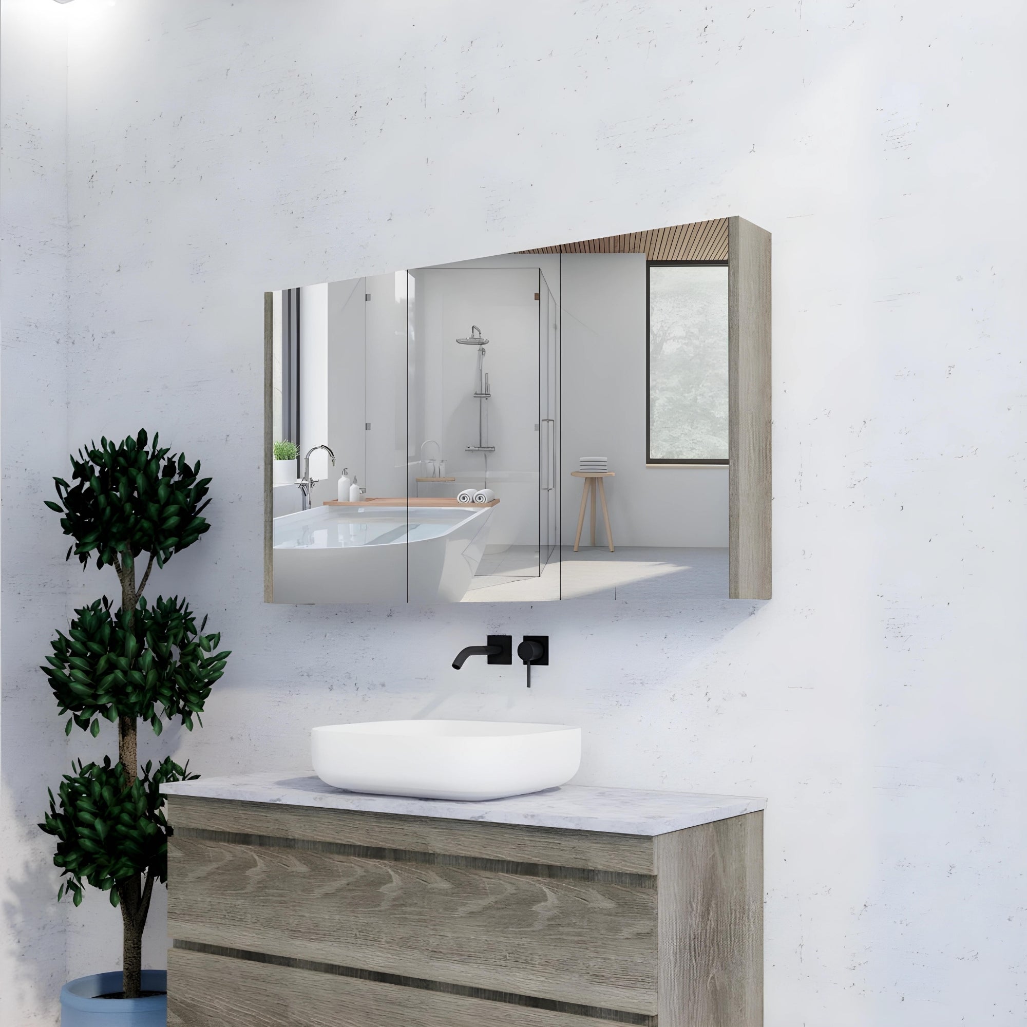 RIVA GENEVA DARK OAK MIRROR SHAVING CABINET 1200MM