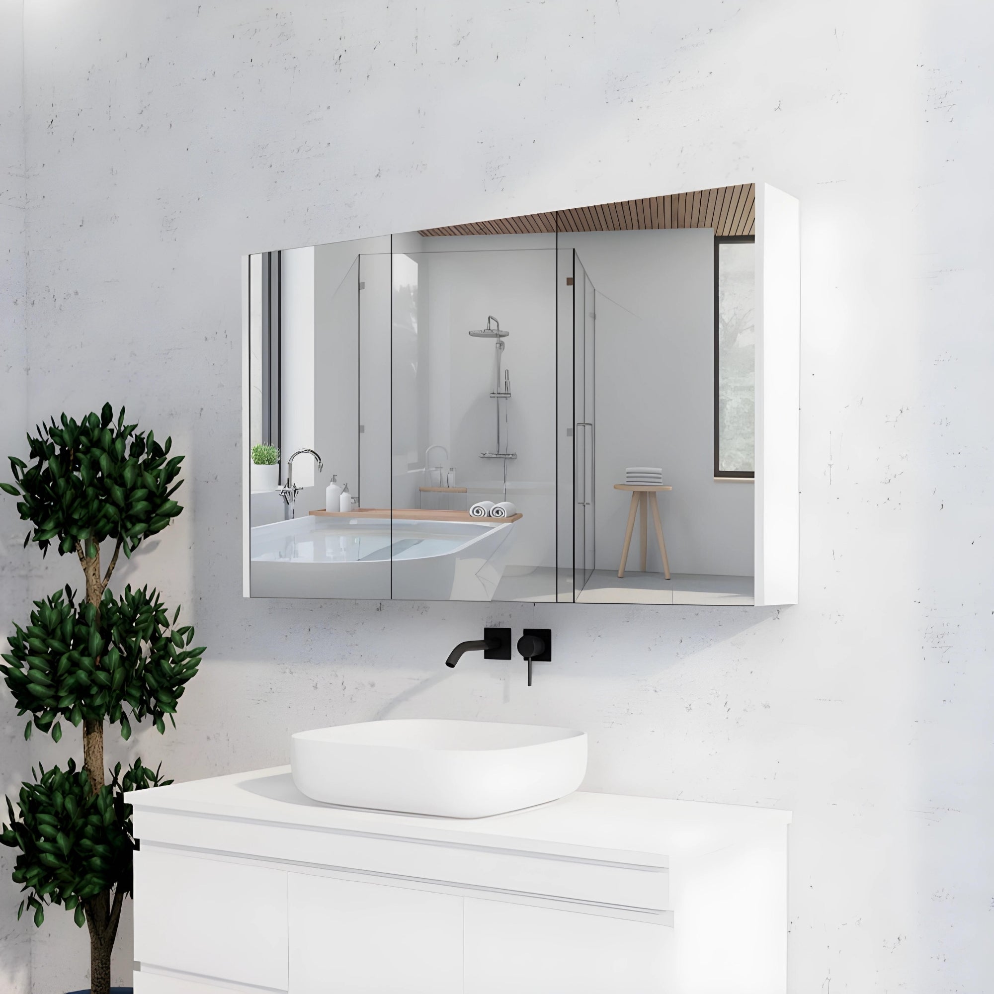 RIVA GENEVA GLOSS WHITE MIRROR SHAVING CABINET 1200MM