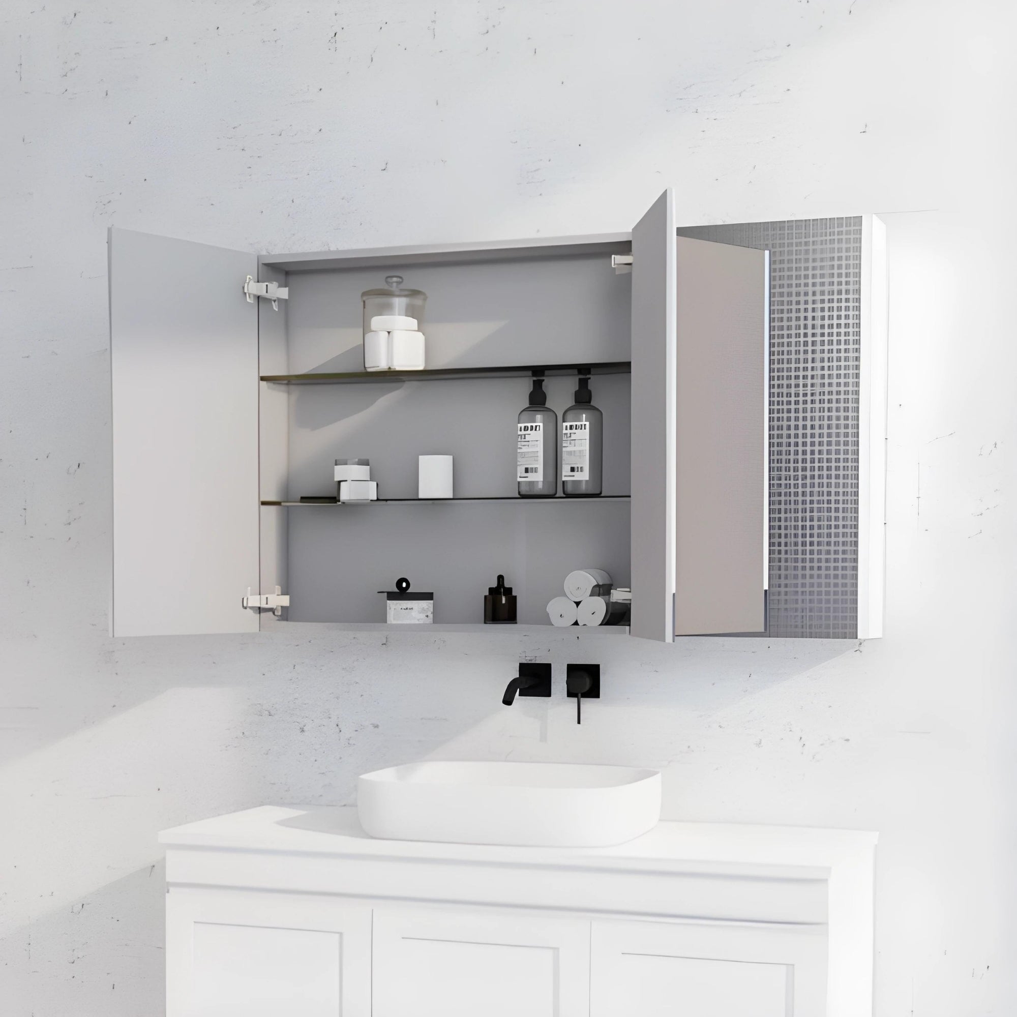 RIVA GENEVA MATTE WHITE MIRROR SHAVING CABINET 1200MM