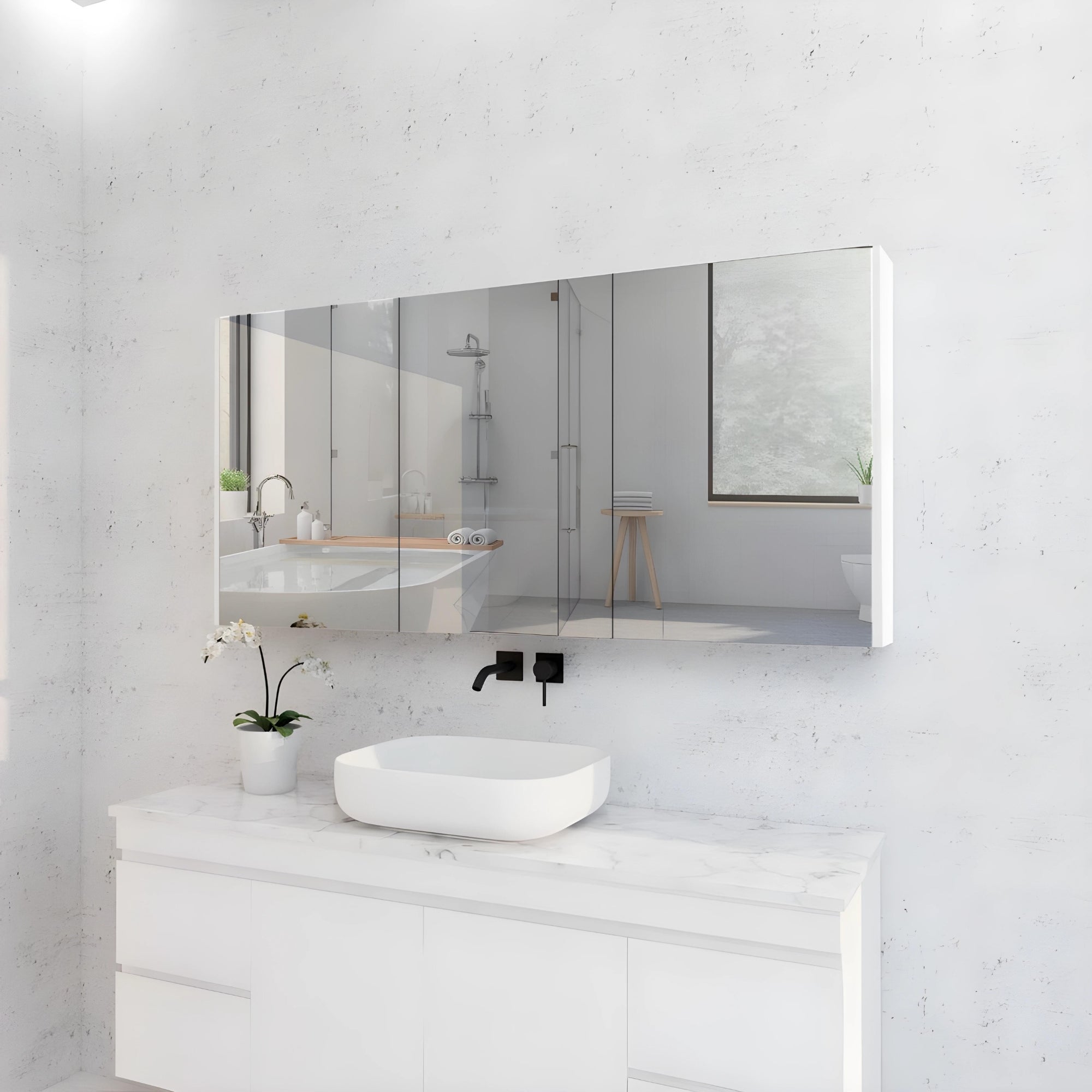 RIVA GENEVA GLOSS WHITE MIRROR SHAVING CABINET 1500MM