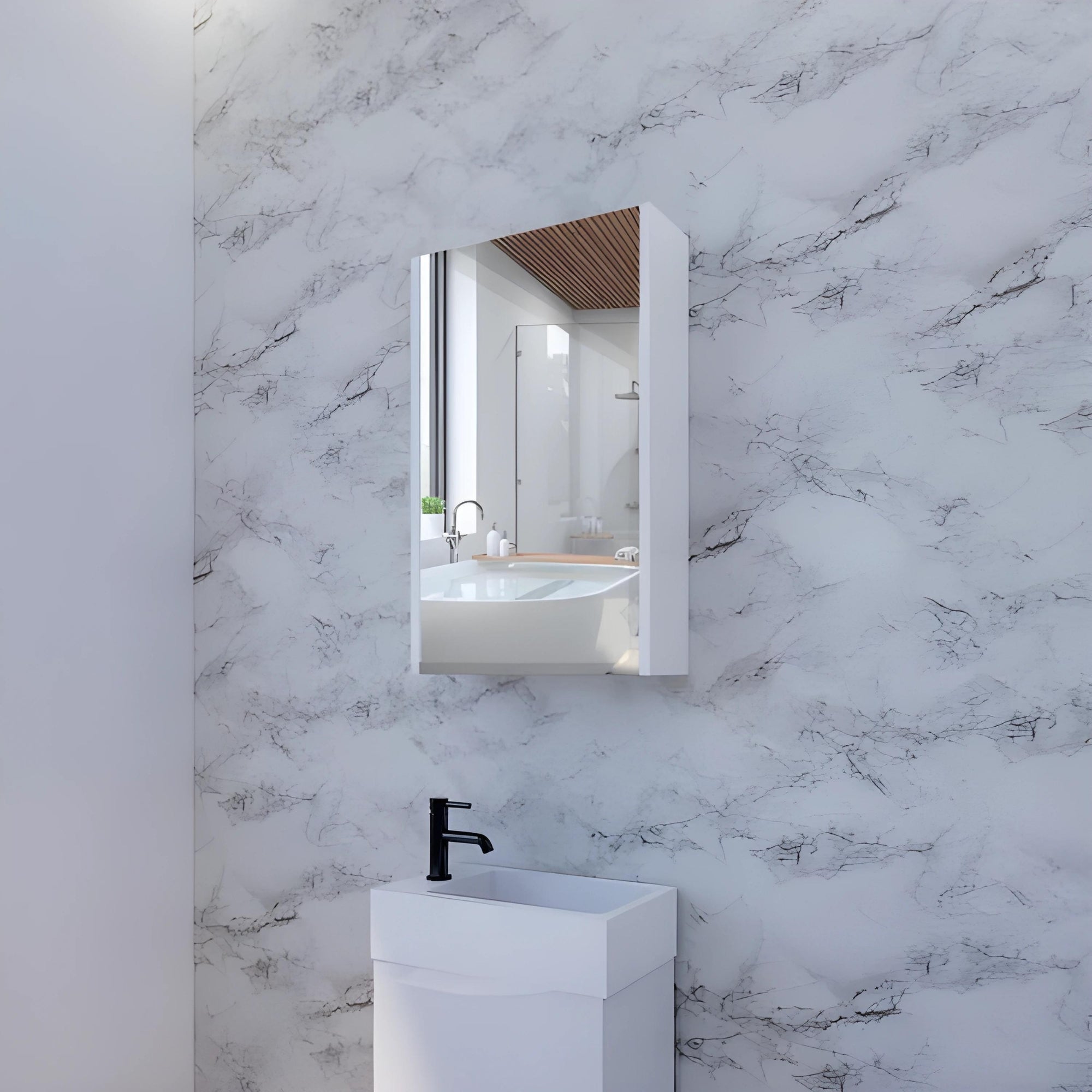 RIVA GENEVA GLOSS WHITE MIRROR SHAVING CABINET 450MM