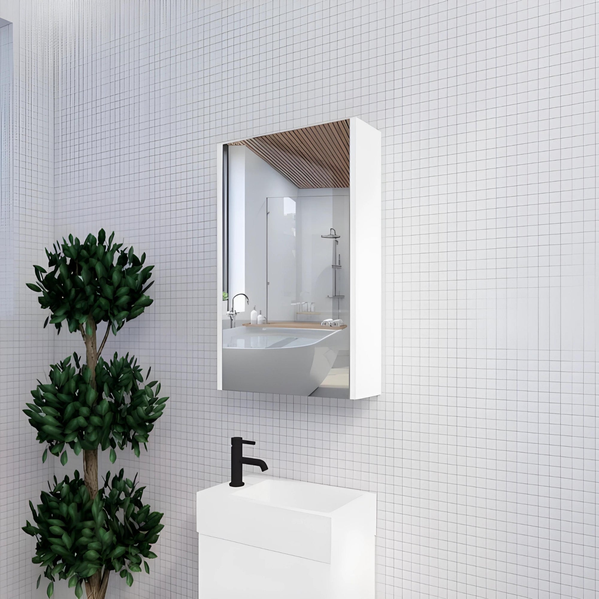 RIVA GENEVA MATTE WHITE MIRROR SHAVING CABINET 450MM