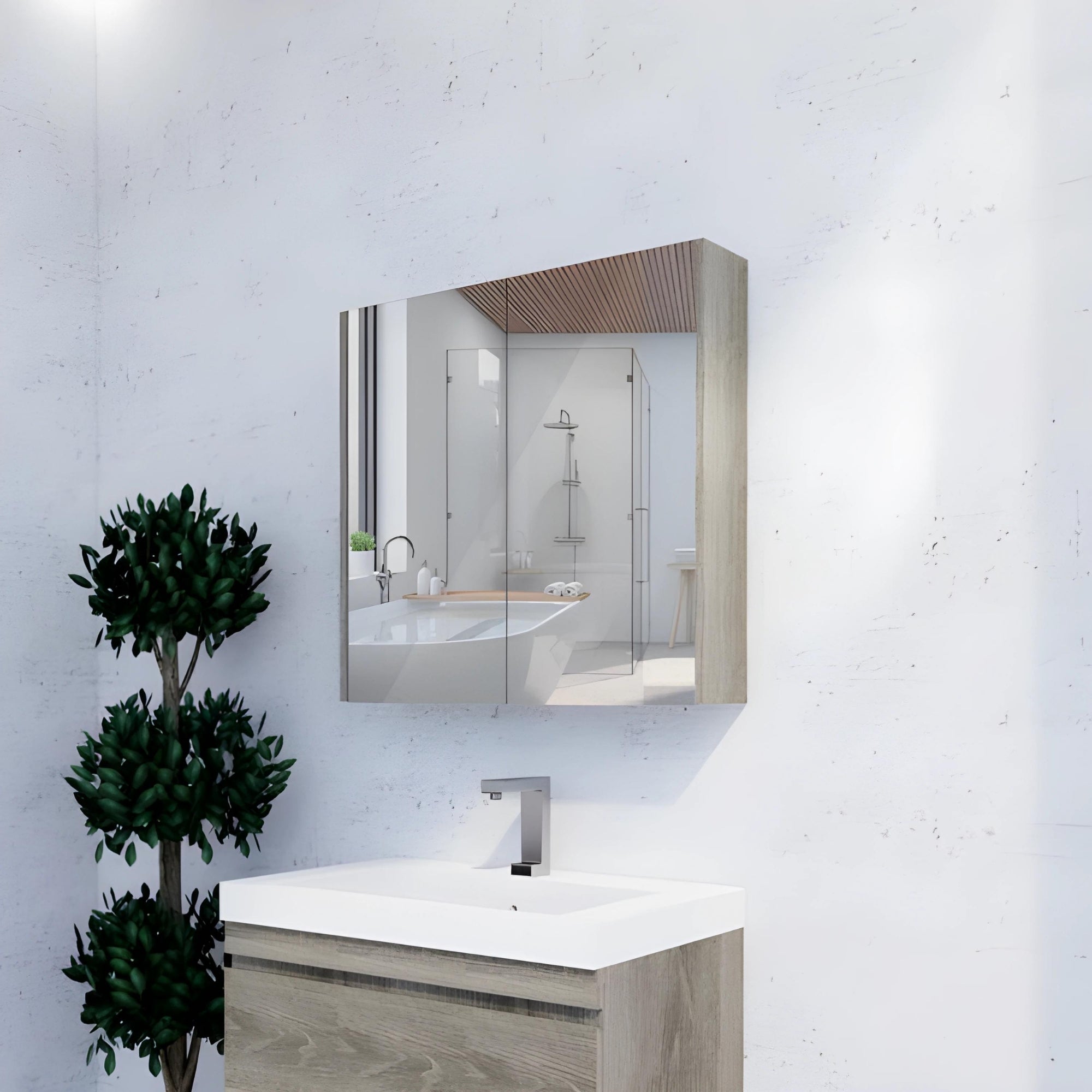 RIVA GENEVA DARK OAK MIRROR SHAVING CABINET 750MM