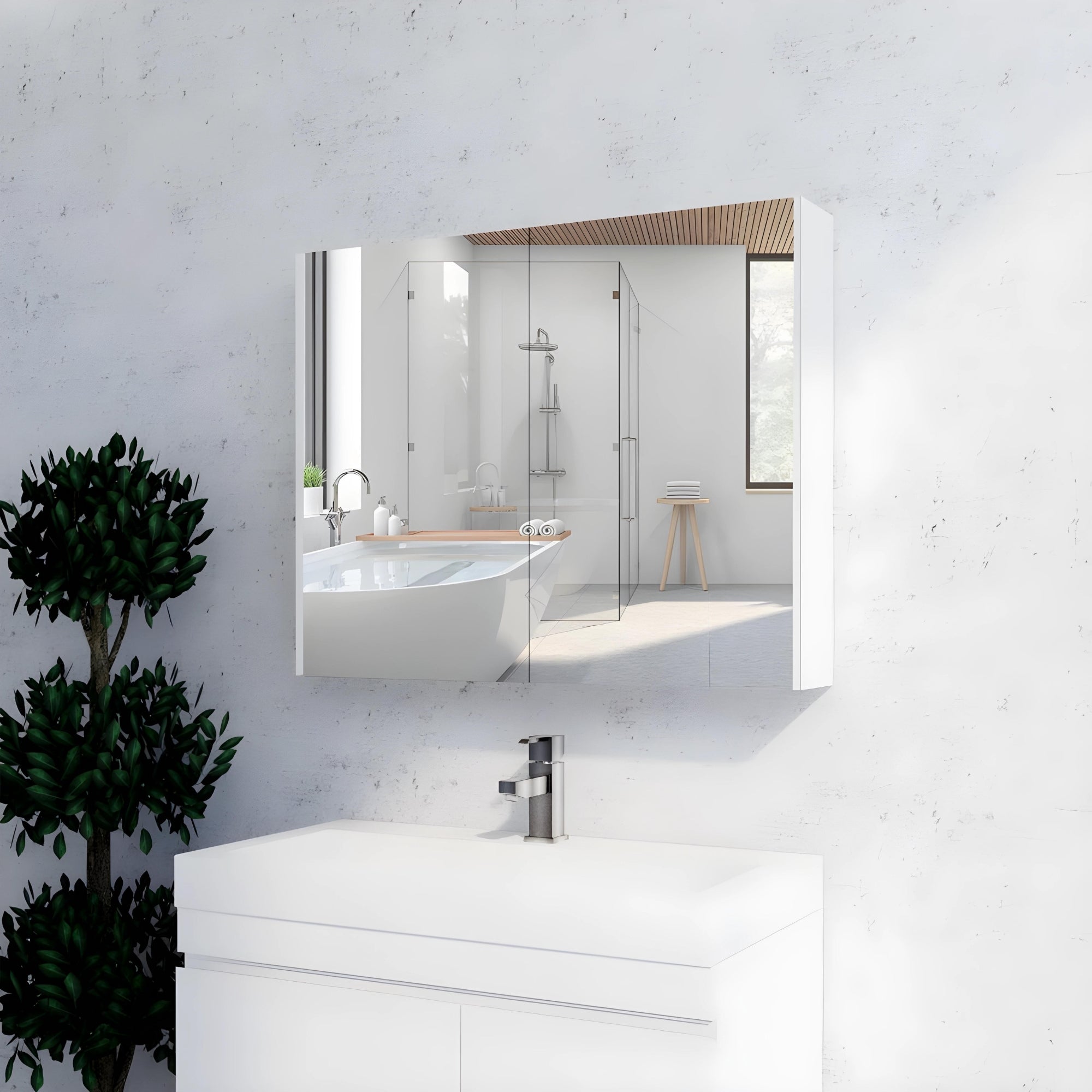 RIVA GENEVA GLOSS WHITE MIRROR SHAVING CABINET 900MM