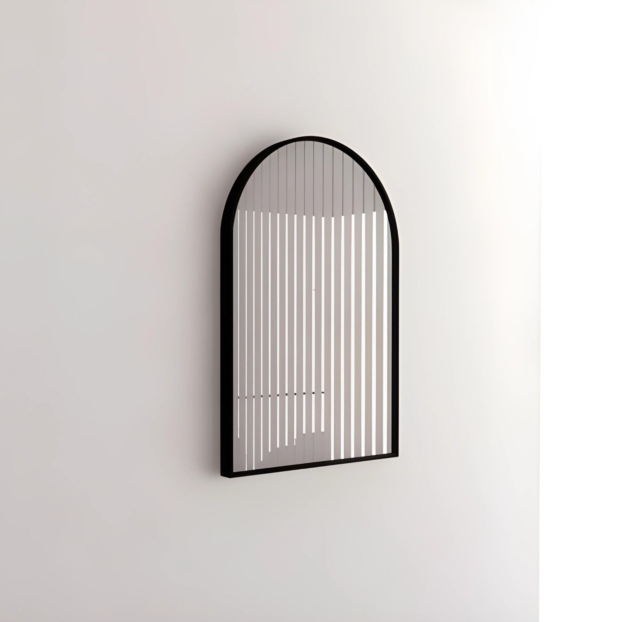 RIVA FRAMED ARCH MIRROR WALL MOUNTED MATTE BLACK 900MM