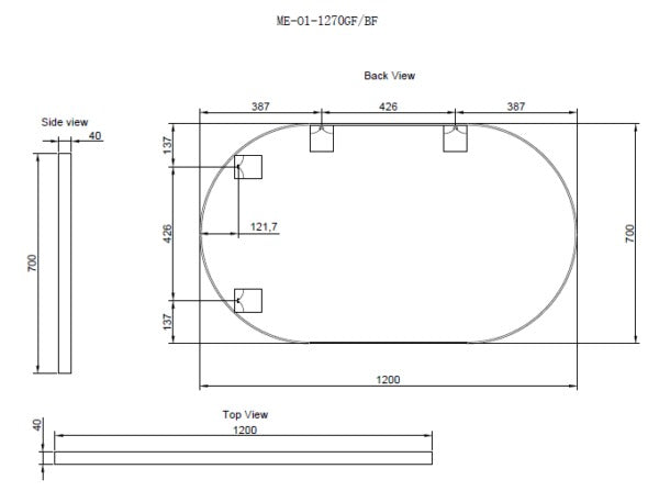 RIVA FRAMED OVAL MIRROR WALL MOUNTED BLACK 1200MM