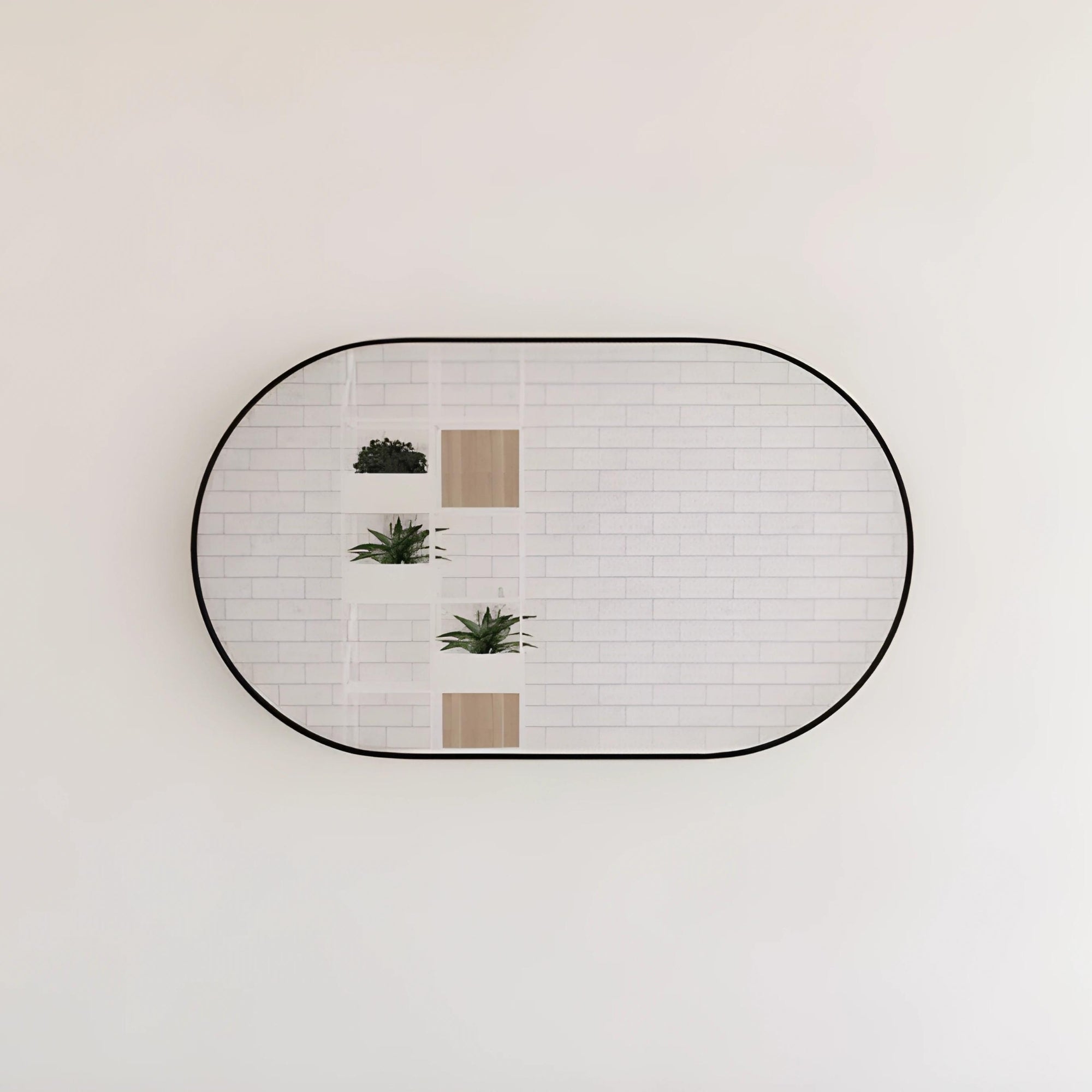 RIVA FRAMED OVAL MIRROR WALL MOUNTED BLACK 1200MM