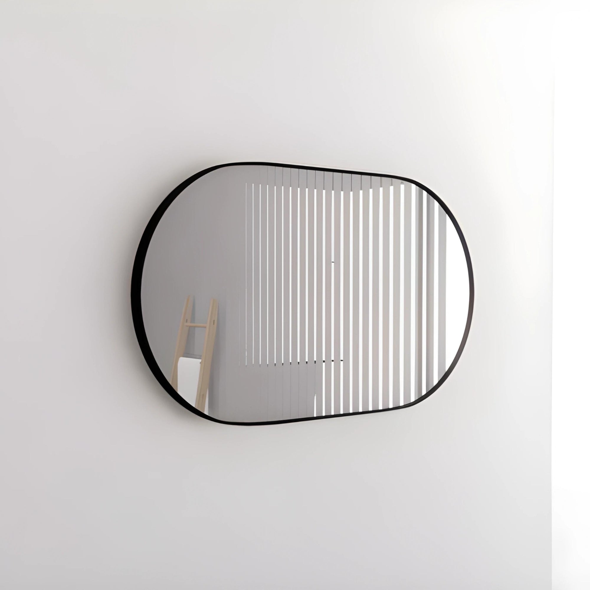 RIVA FRAMED OVAL MIRROR WALL MOUNTED BLACK 1200MM