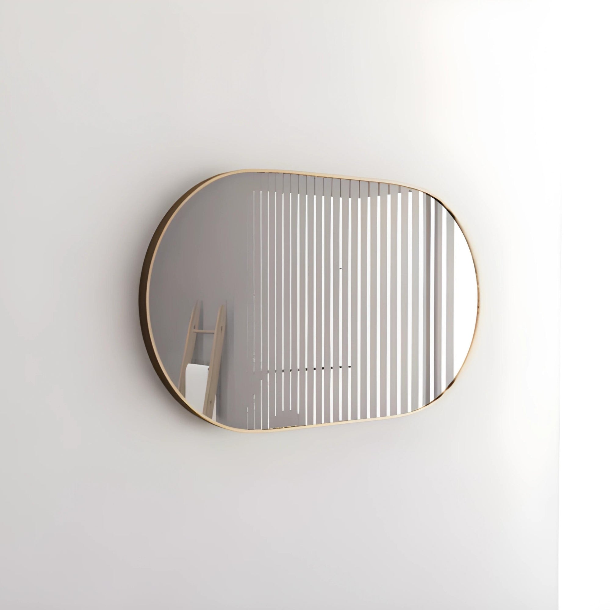 RIVA FRAMED OVAL MIRROR WALL MOUNTED GOLD 1200MM