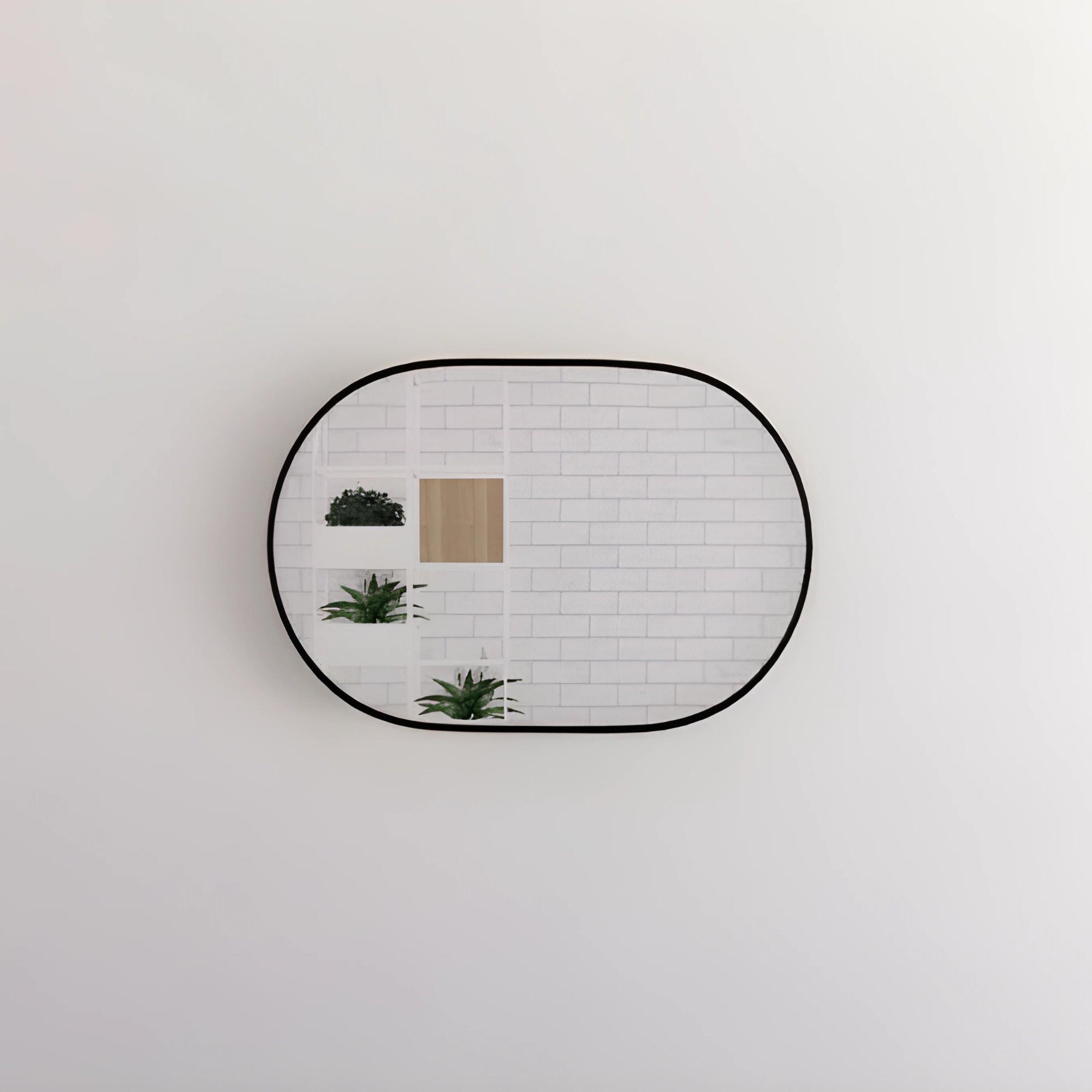 RIVA FRAMED OVAL MIRROR WALL MOUNTED BLACK 900MM