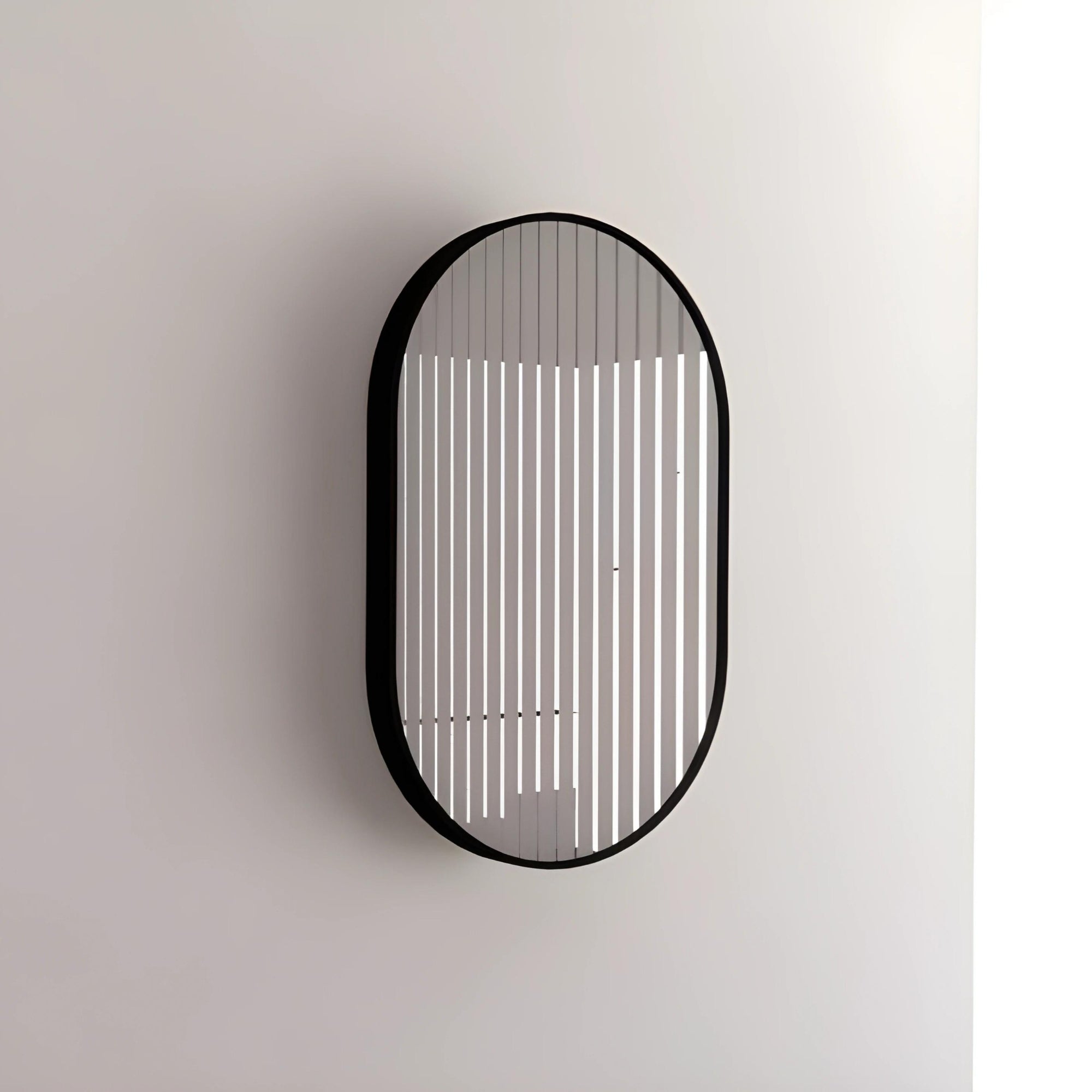 RIVA FRAMED OVAL MIRROR WALL MOUNTED BLACK 900MM