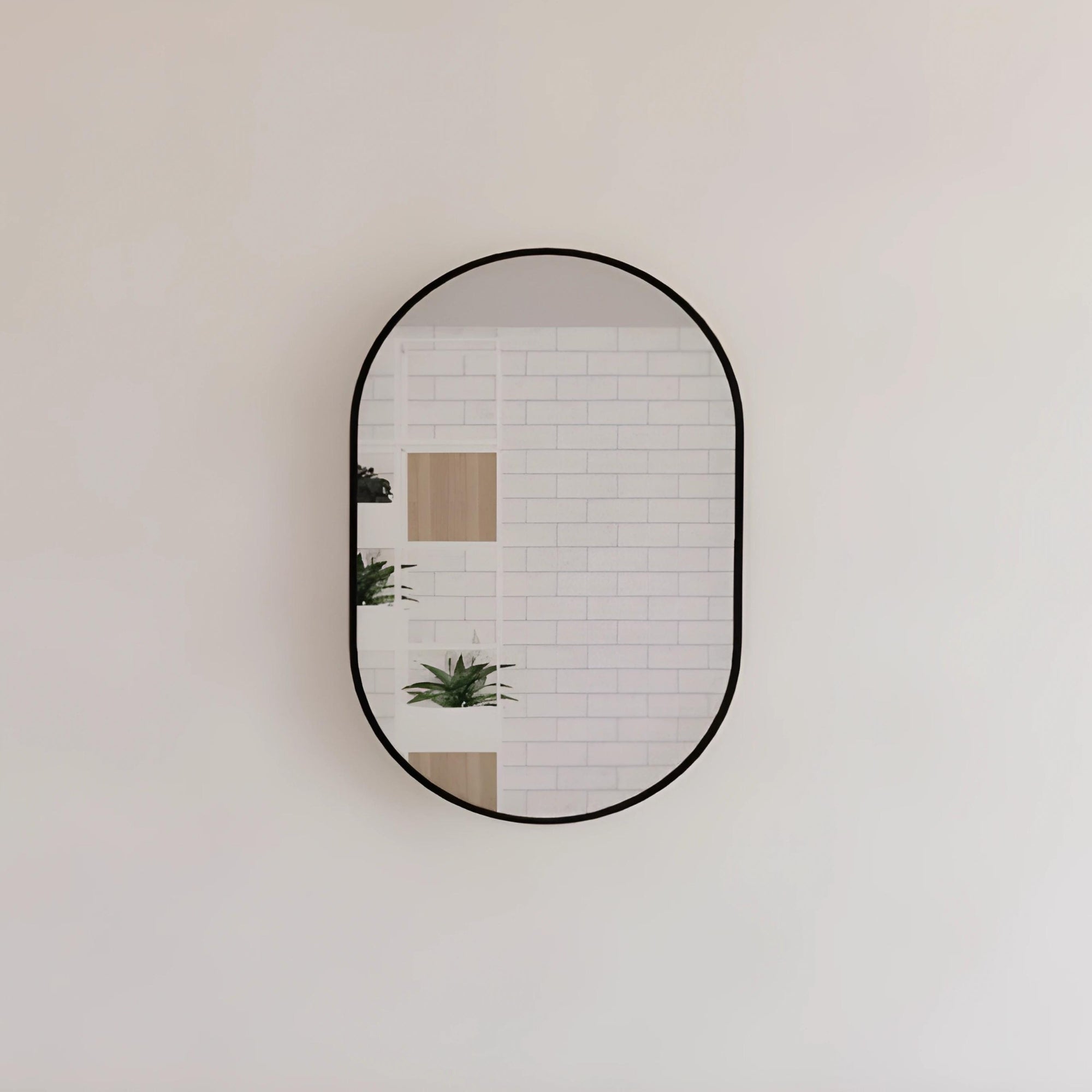 RIVA FRAMED OVAL MIRROR WALL MOUNTED BLACK 900MM