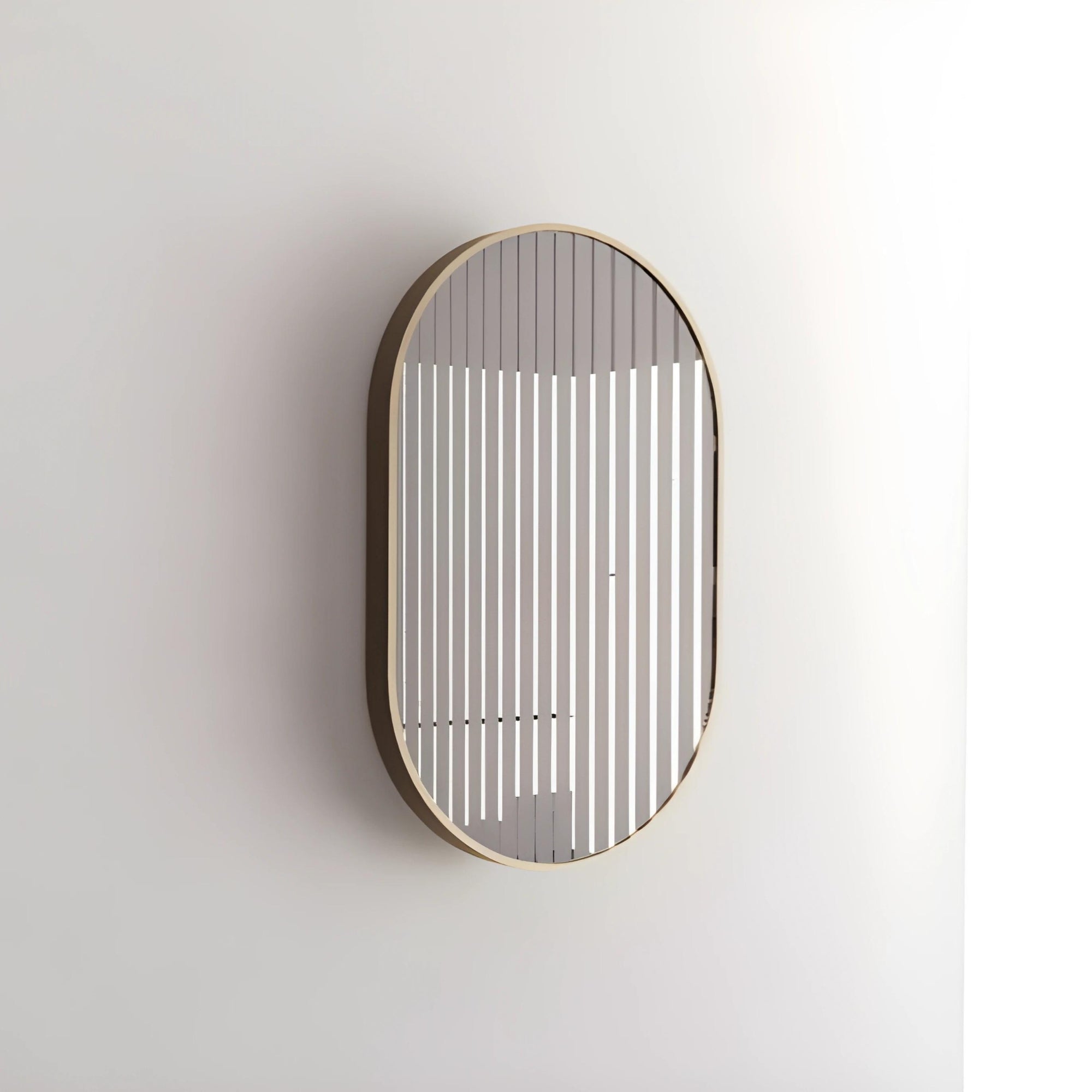 RIVA FRAMED OVAL MIRROR WALL MOUNTED GOLD 900MM