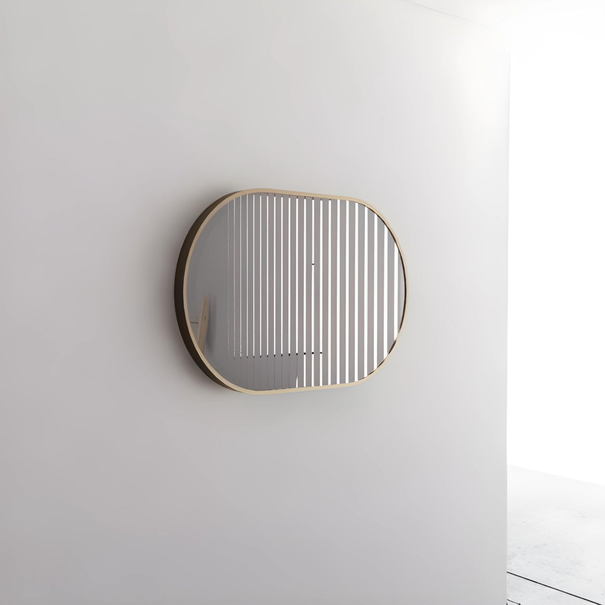 RIVA FRAMED OVAL MIRROR WALL MOUNTED GOLD 900MM