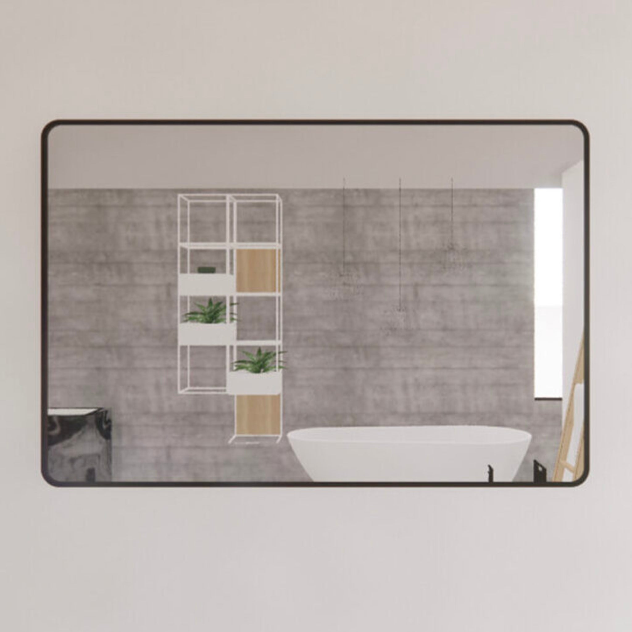 RIVA FRAMED MIRROR RECTANGLE WALL MOUNTED BLACK 1200X800MM