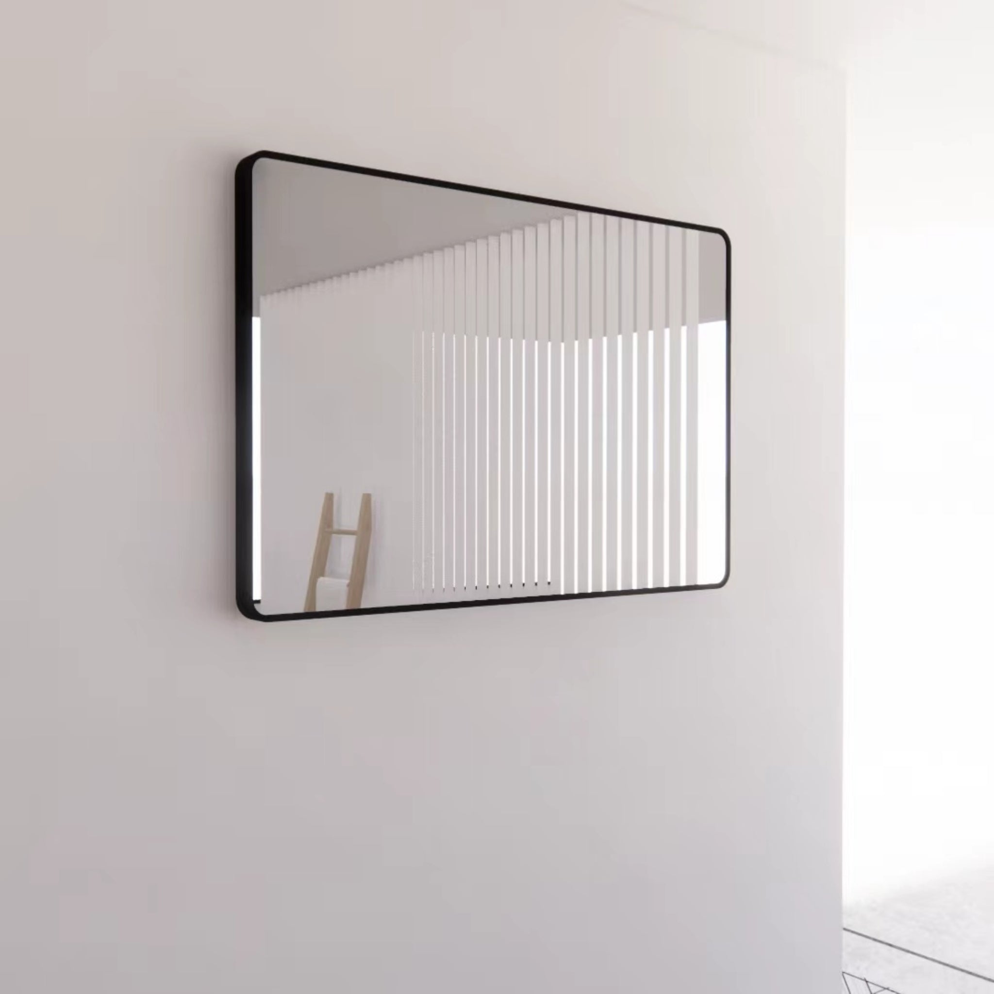 RIVA FRAMED MIRROR RECTANGLE WALL MOUNTED BLACK 1200X800MM