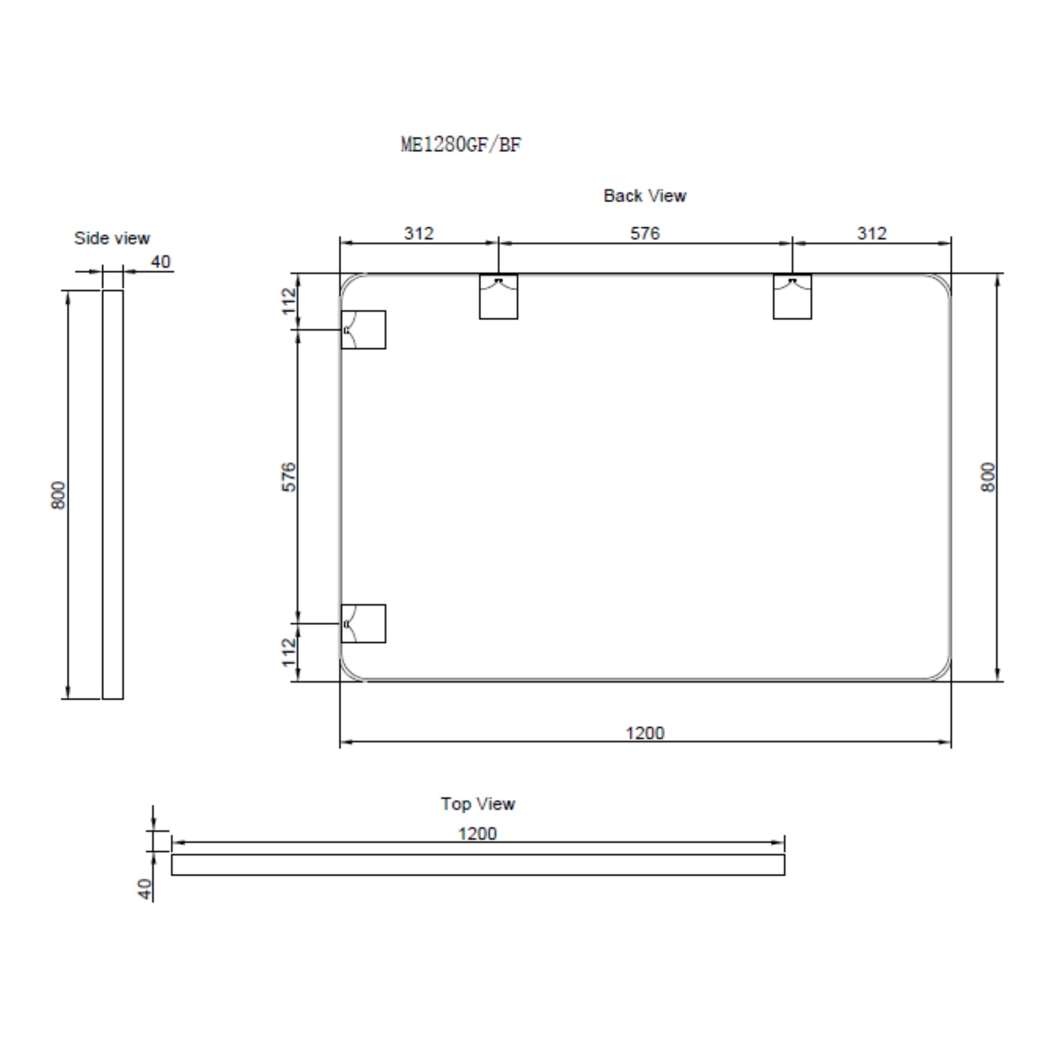 RIVA FRAMED MIRROR RECTANGLE WALL MOUNTED BLACK 1200X800MM