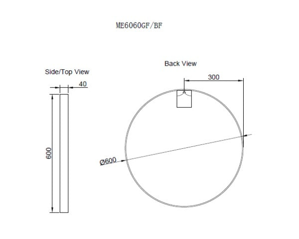 RIVA FRAMED ROUND MIRROR WALL MOUNTED BRUSHED NICKEL 600MM