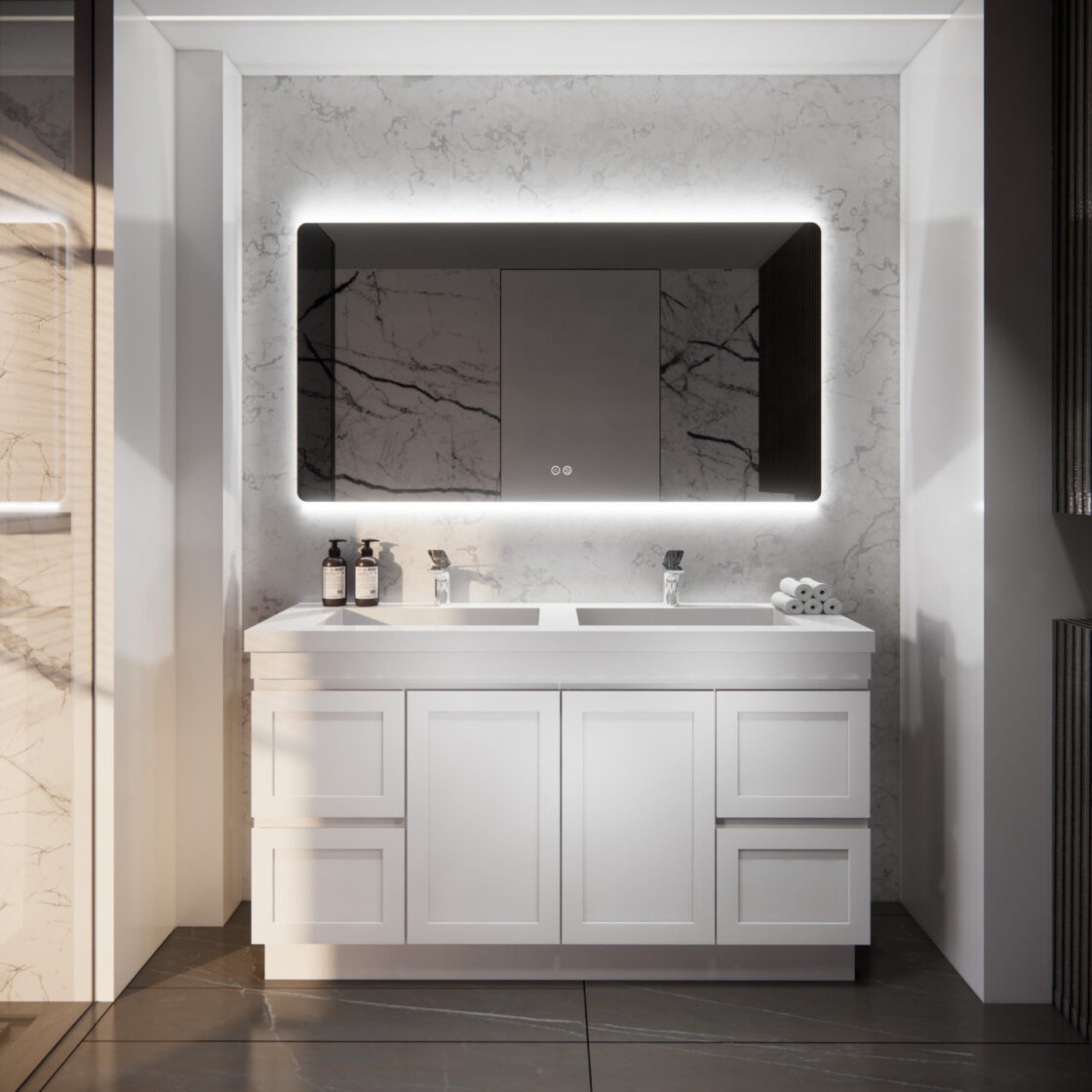 RIVA MIAMI MATTE WHITE 1500MM DOUBLE BOWL FLOOR STANDING VANITY