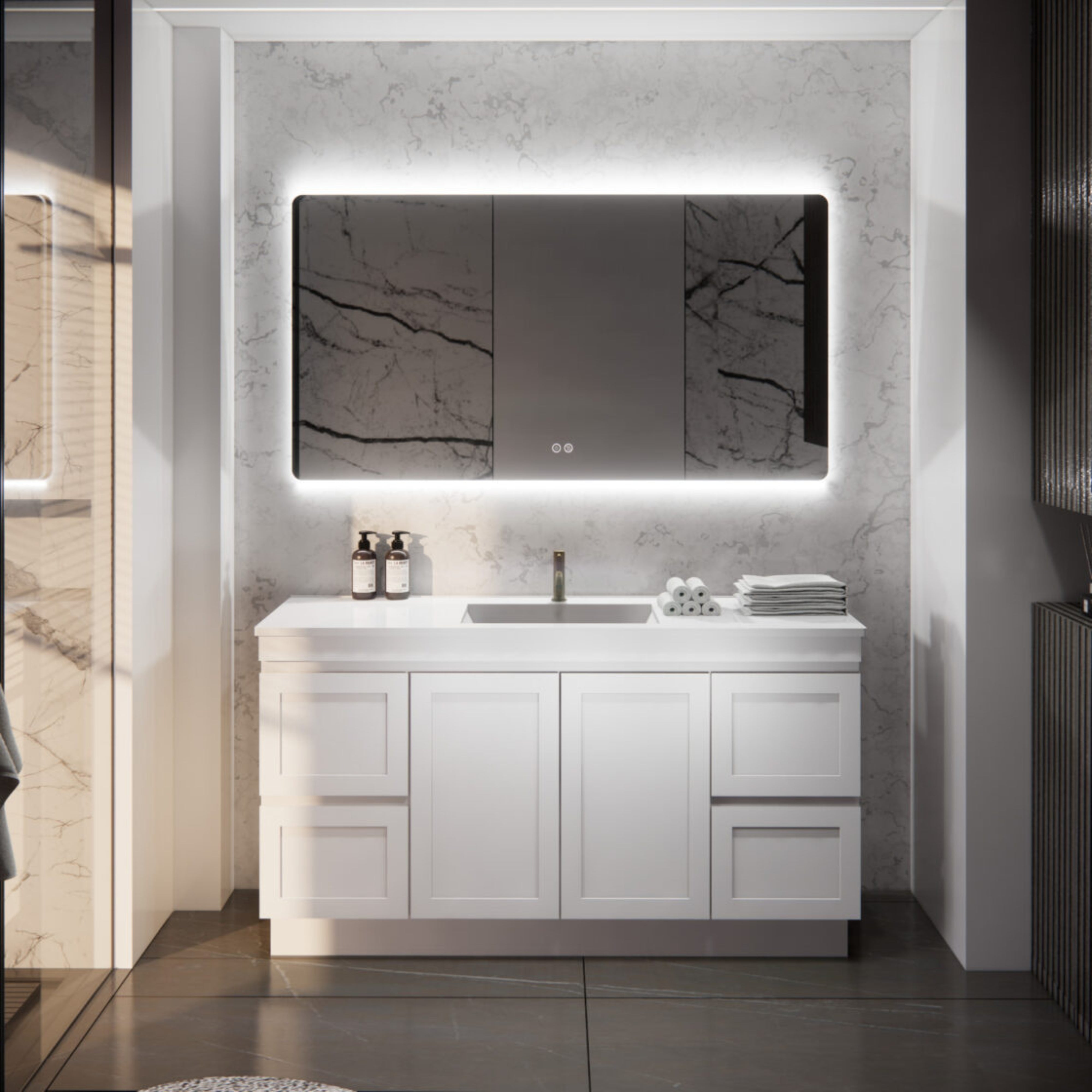 RIVA MIAMI MATTE WHITE 1500MM SINGLE BOWL FLOOR STANDING VANITY