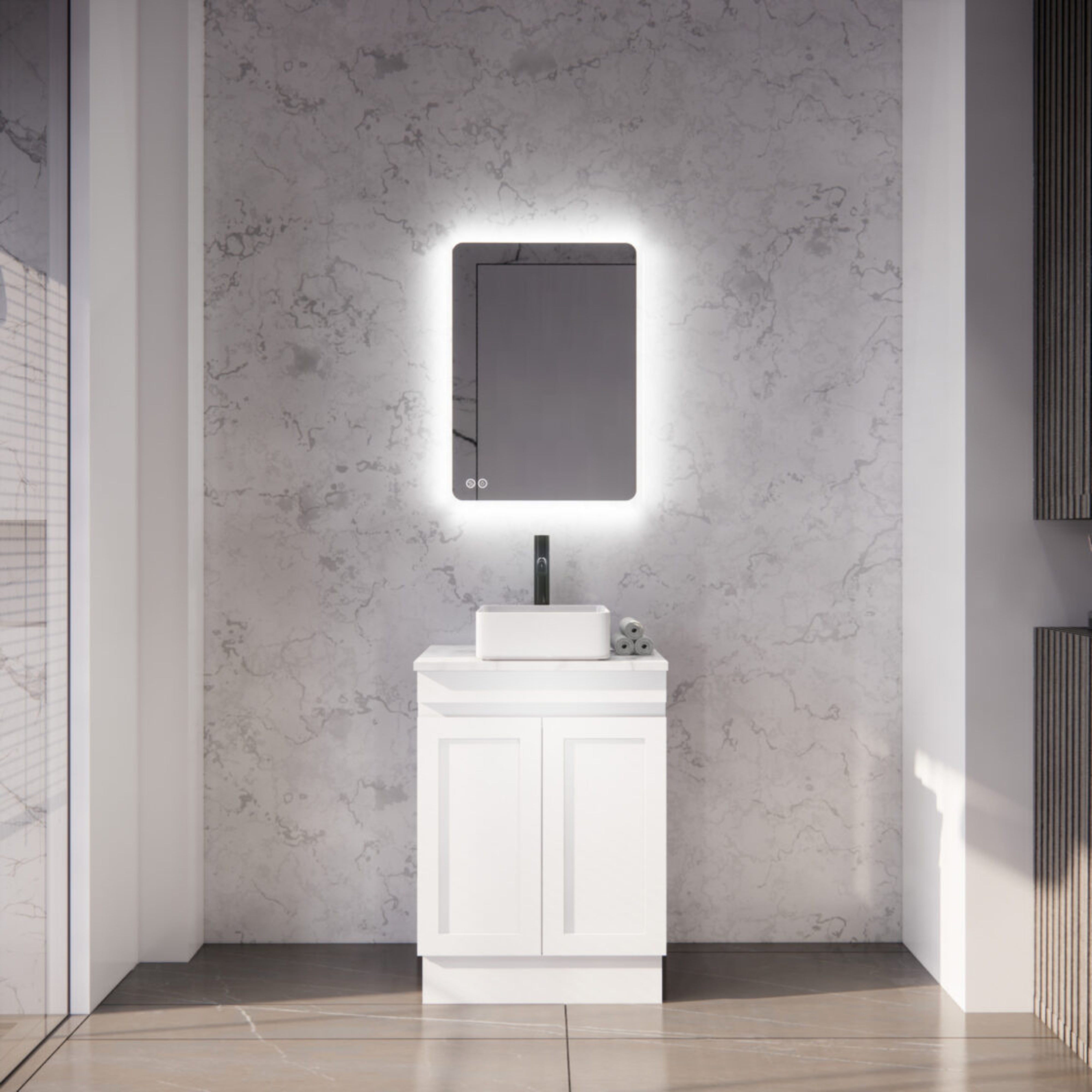 RIVA MIAMI MATTE WHITE 600MM SINGLE BOWL FLOOR STANDING VANITY