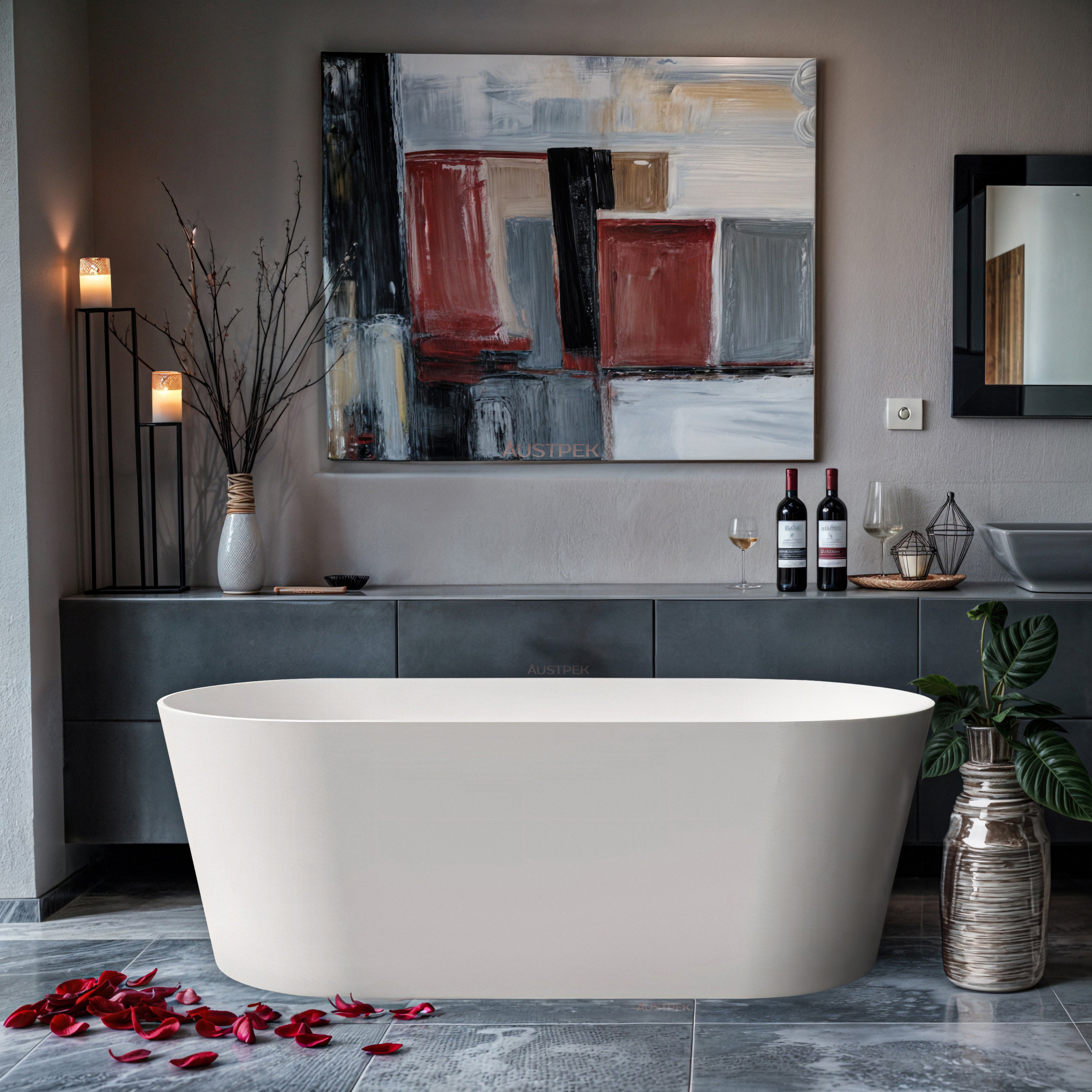 RIVA MIA SUPER SLIM EDGE FREESTANDING BATHTUB MATTE WHITE (AVAILABLE IN 1500MM AND 1700MM)