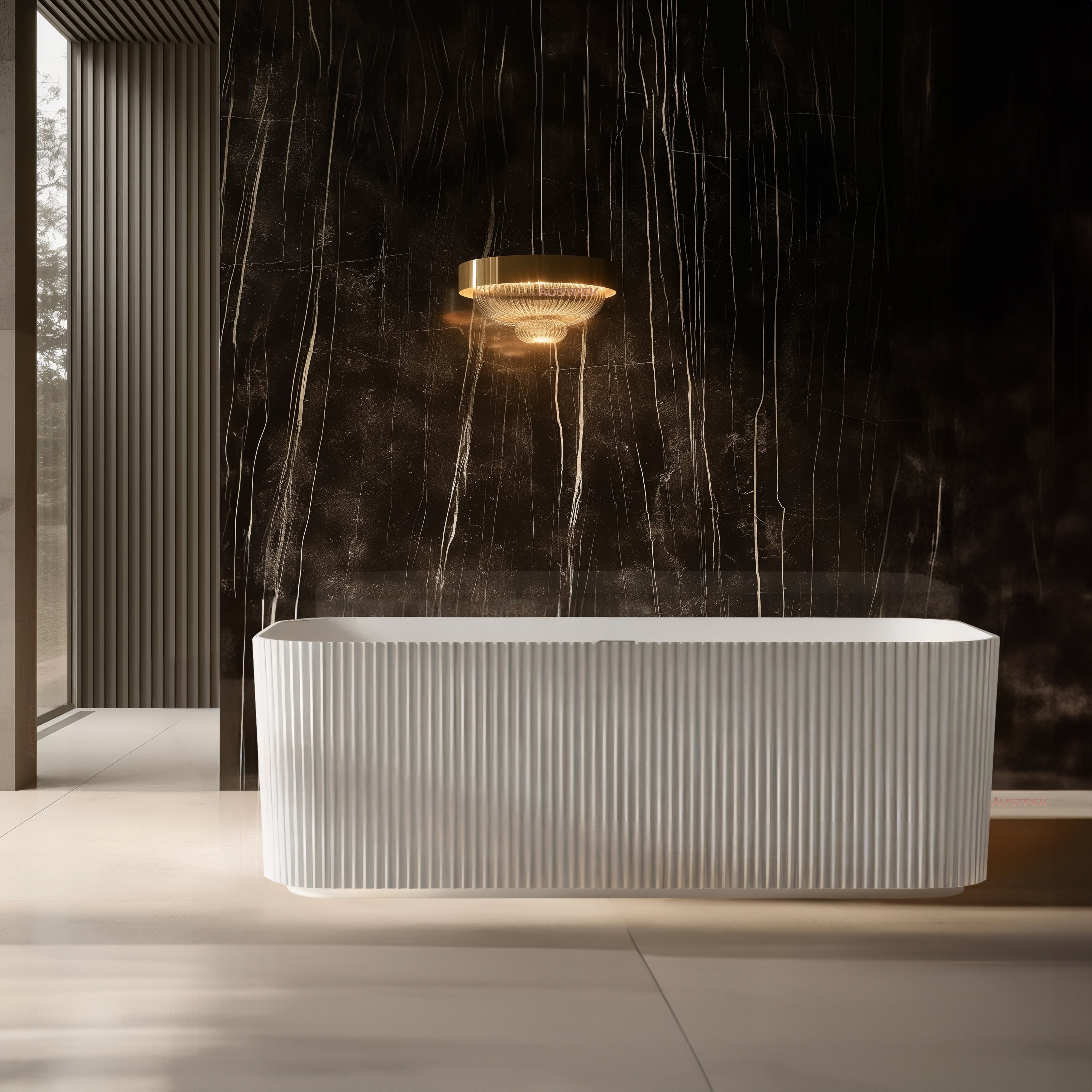 RIVA MILANO V-GROOVE FREESTANDING BATHTUB GLOSS WHITE (AVAILABLE IN 1500MM AND 1700MM)