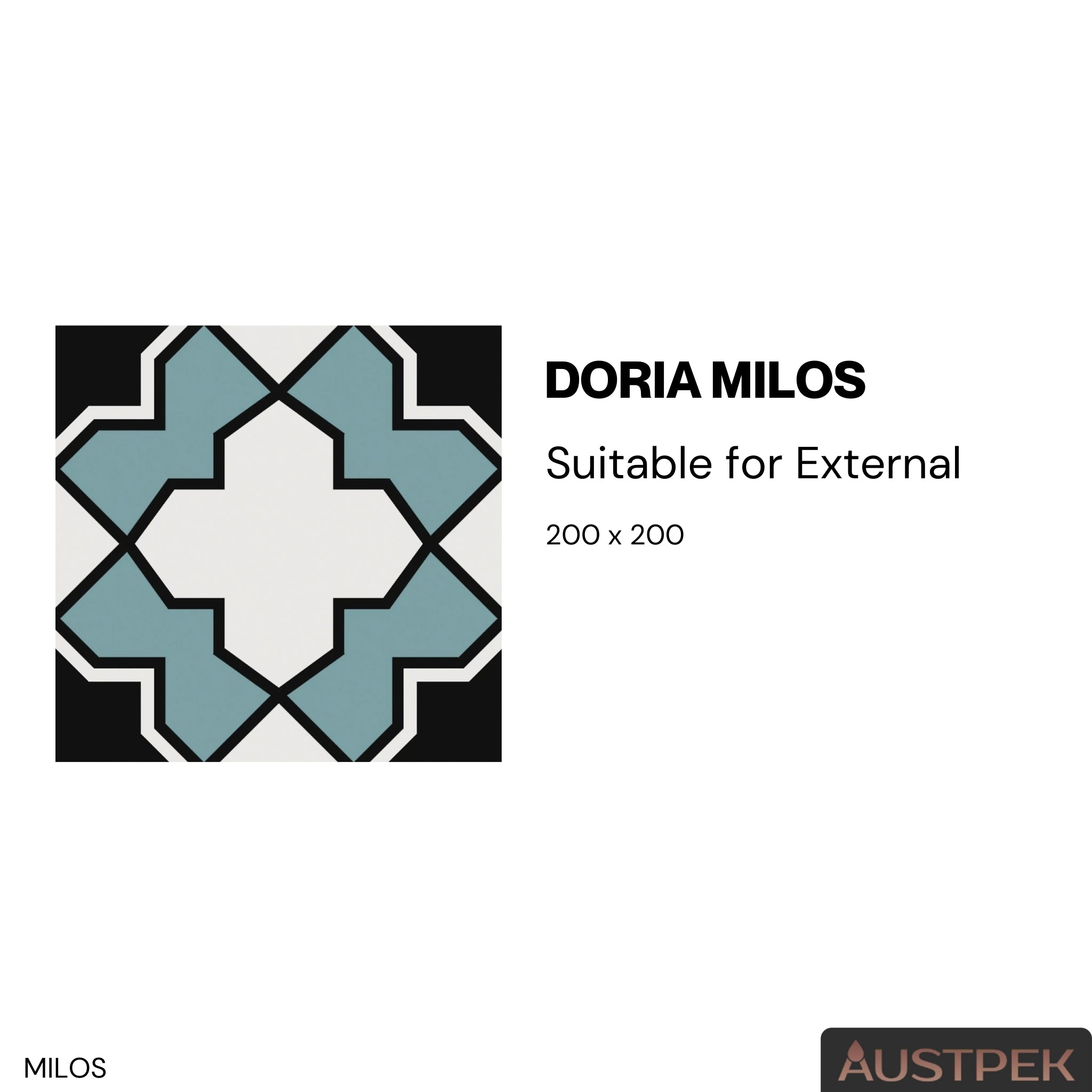 ELITE DORIA MILOS MATTE 200X200MM SQUARE TILE (PER BOX)