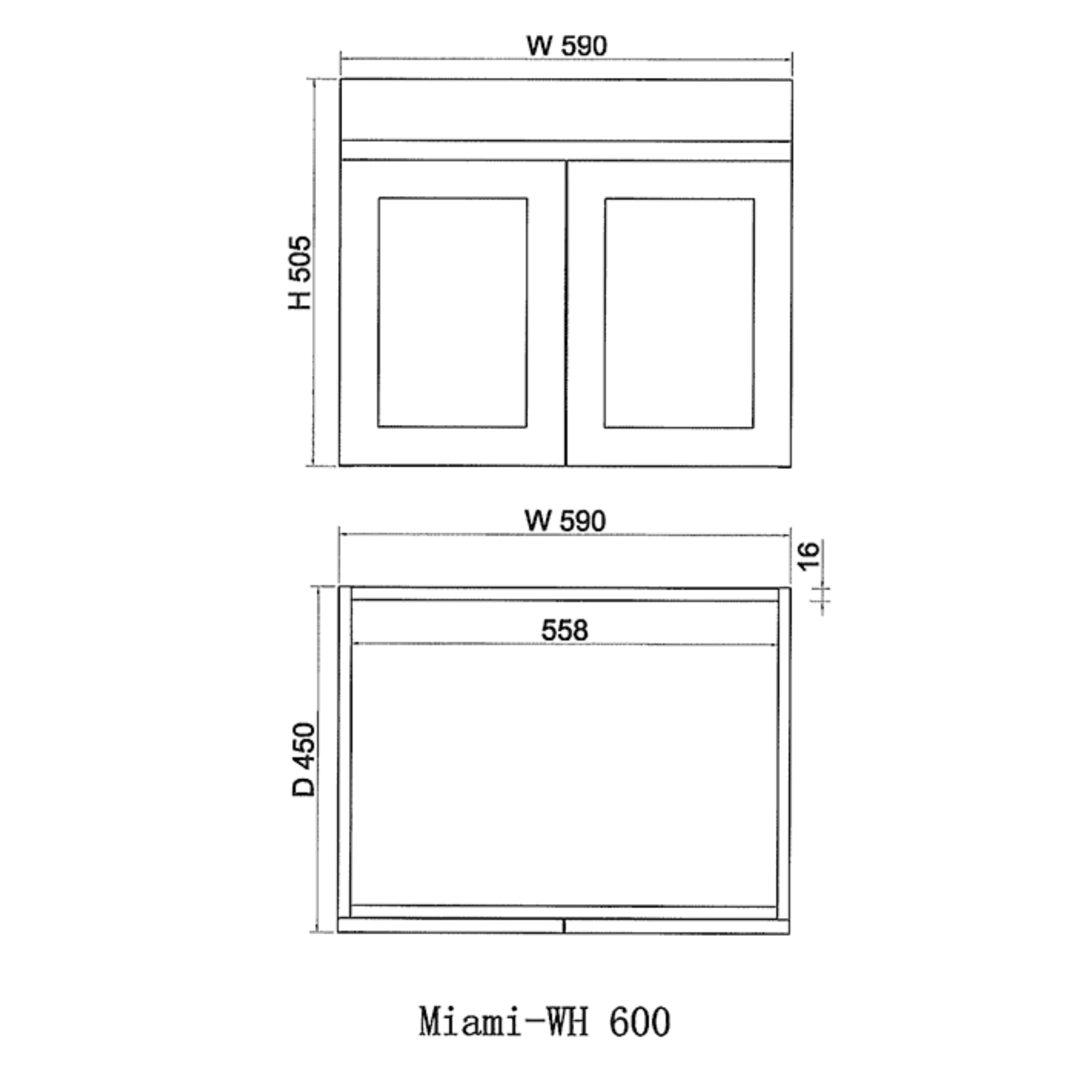 RIVA MIAMI MATTE WHITE 600MM SINGLE BOWL WALL HUNG VANITY