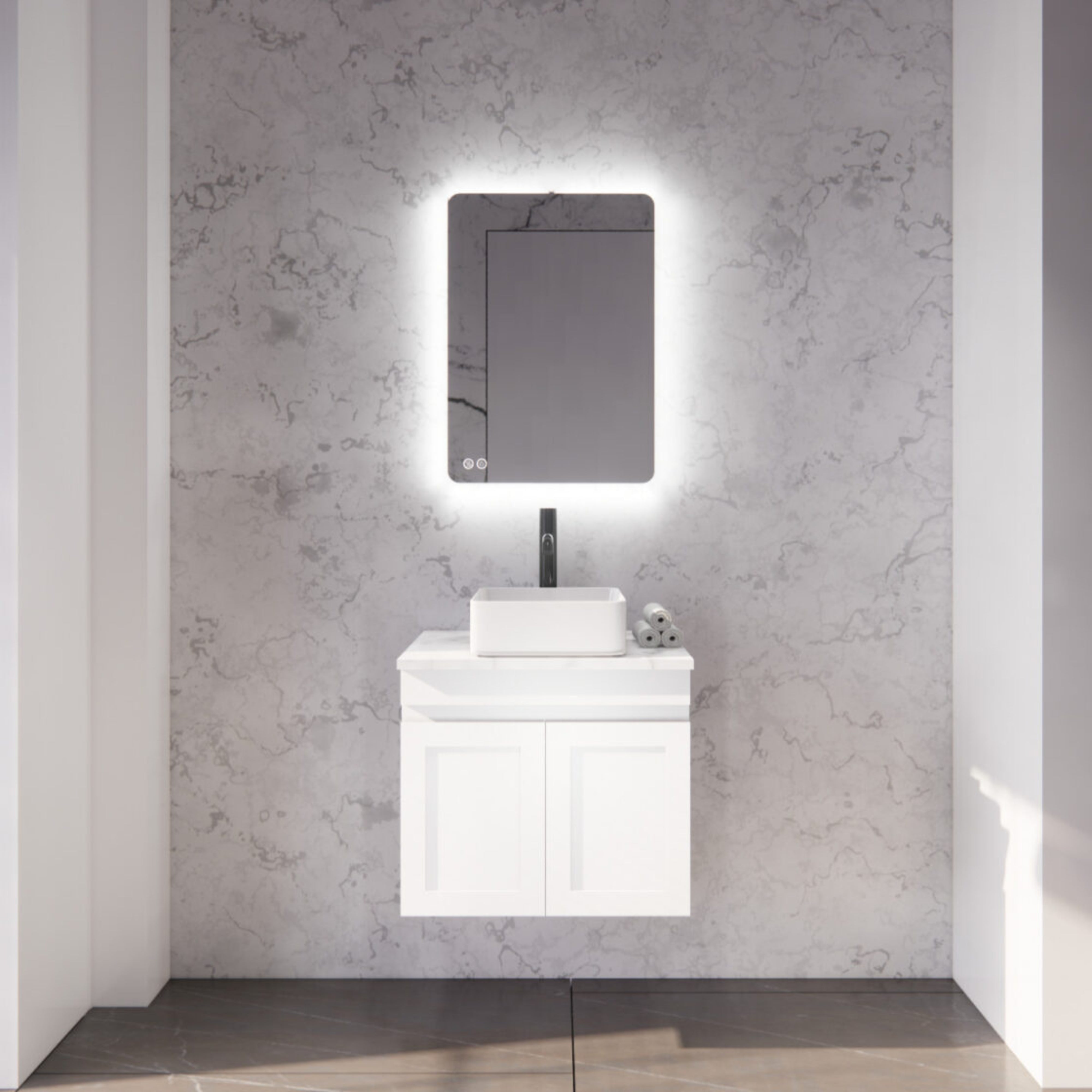 RIVA MIAMI MATTE WHITE 600MM SINGLE BOWL WALL HUNG VANITY