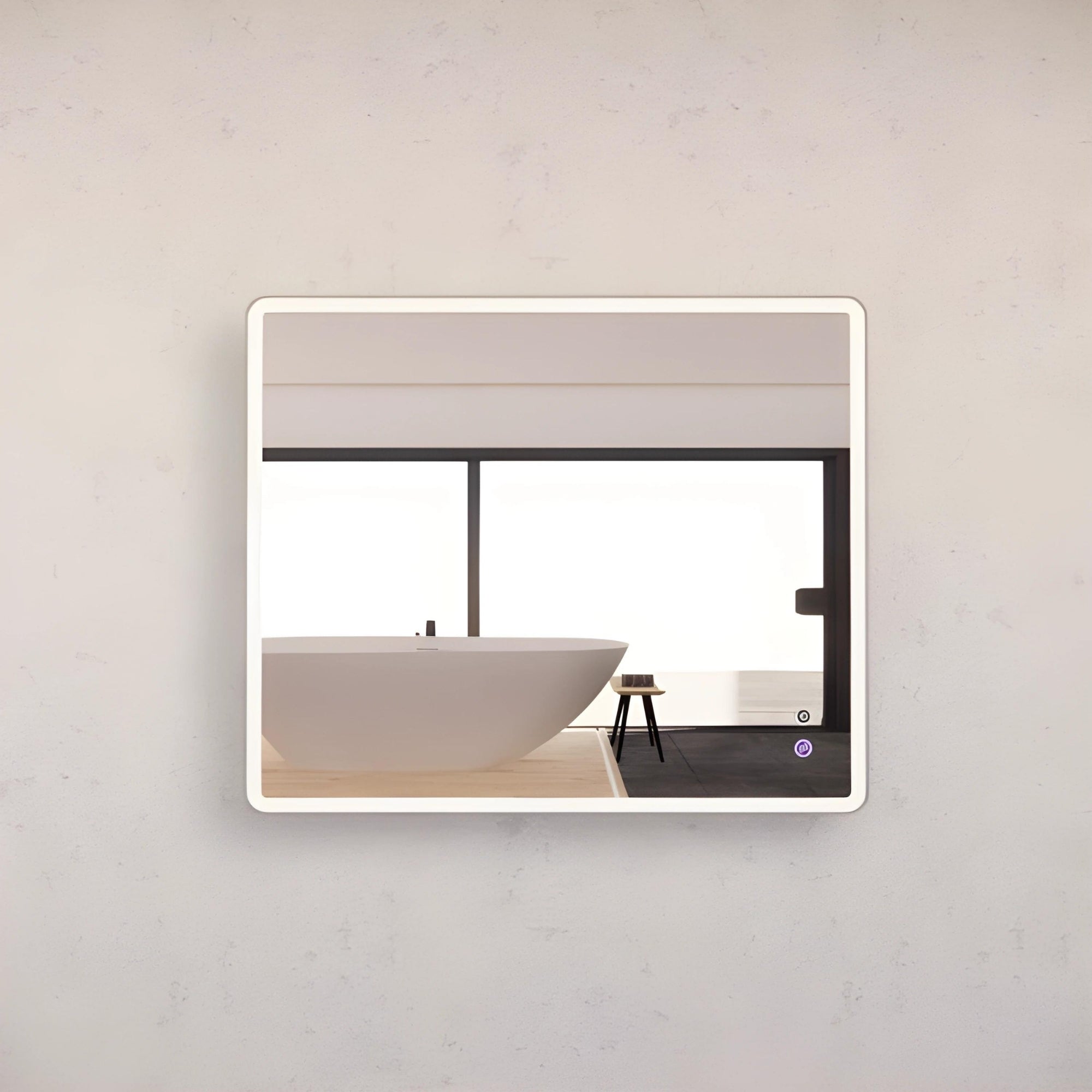 RIVA S4 FRAMED RECTANGLE LED MIRROR 3 COLOUR LIGHTS WITH DIMMER BRUSHED NICKEL 750X900MM